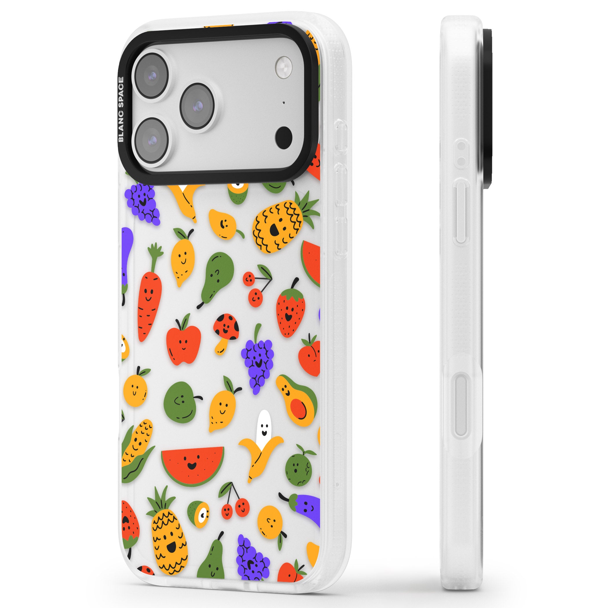 Playful Fruit Kawaii iPhone 17 Pro Impact Air Clear Phone Case Side Profile