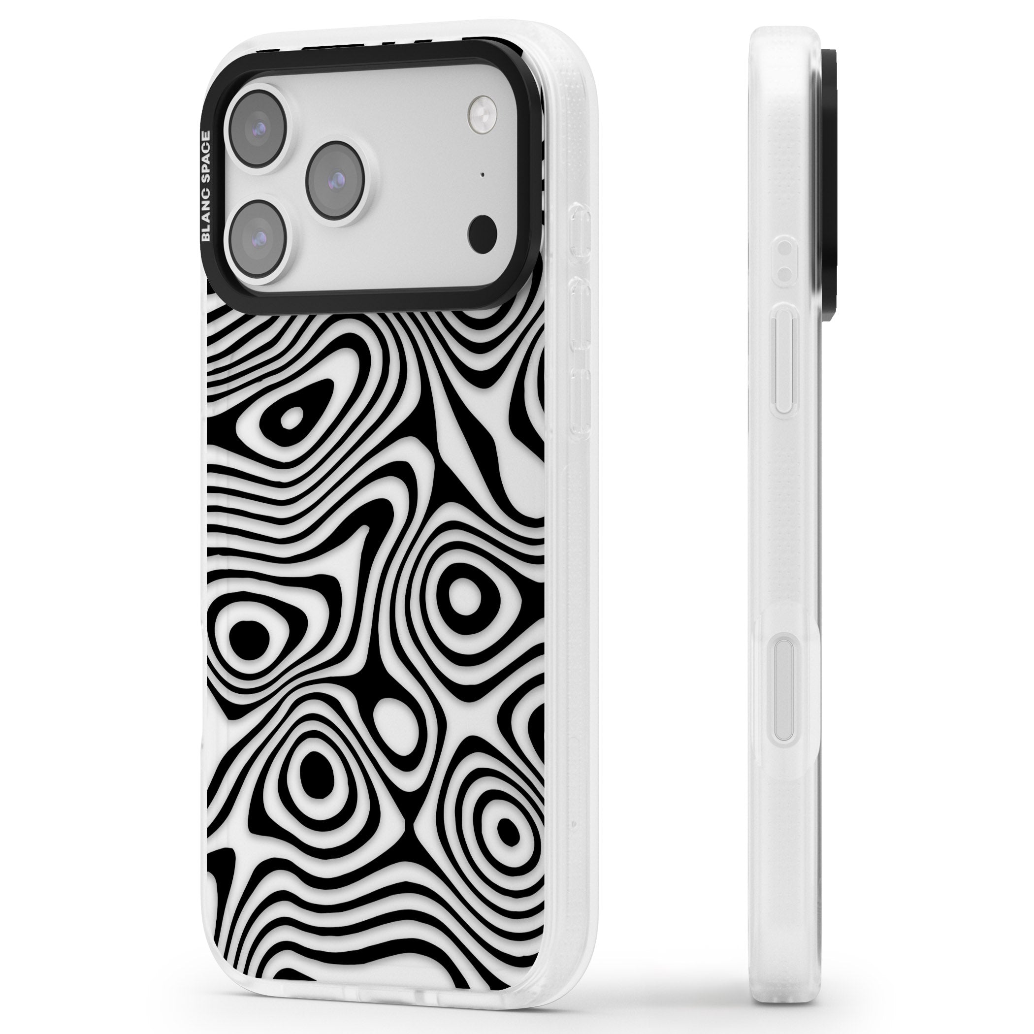 Dark Topographic Map iPhone 17 Pro Impact Air Clear Phone Case Side Profile