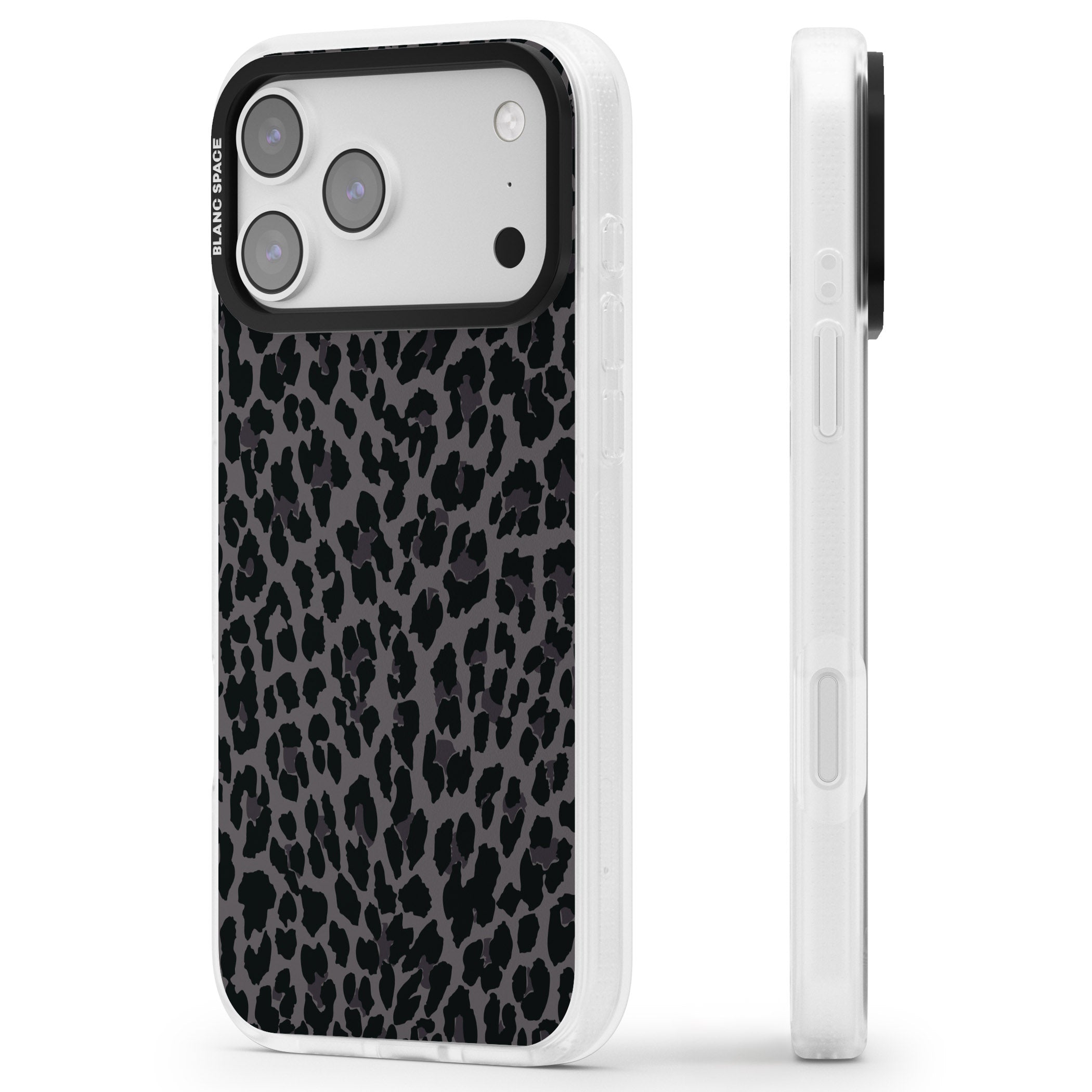 Dark Animal Print iPhone 17 Pro Impact Air Clear Phone Case Side Profile