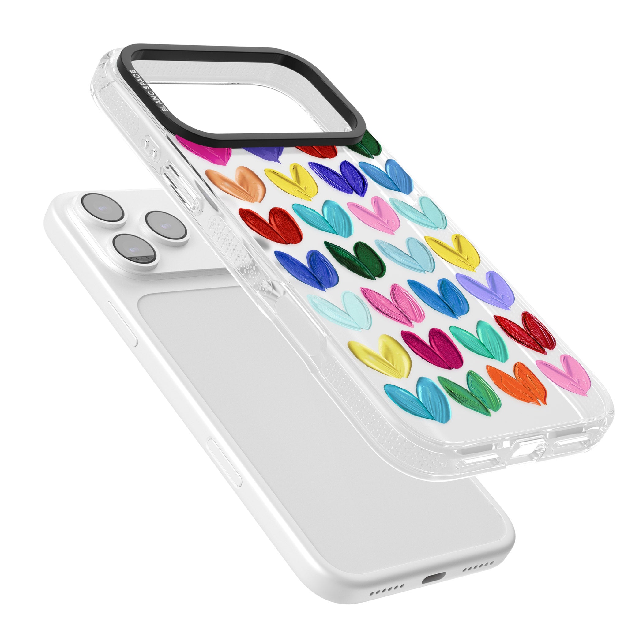 Oil Painted Hearts iPhone 17 Pro Impact Air Clear Phone Case Colours