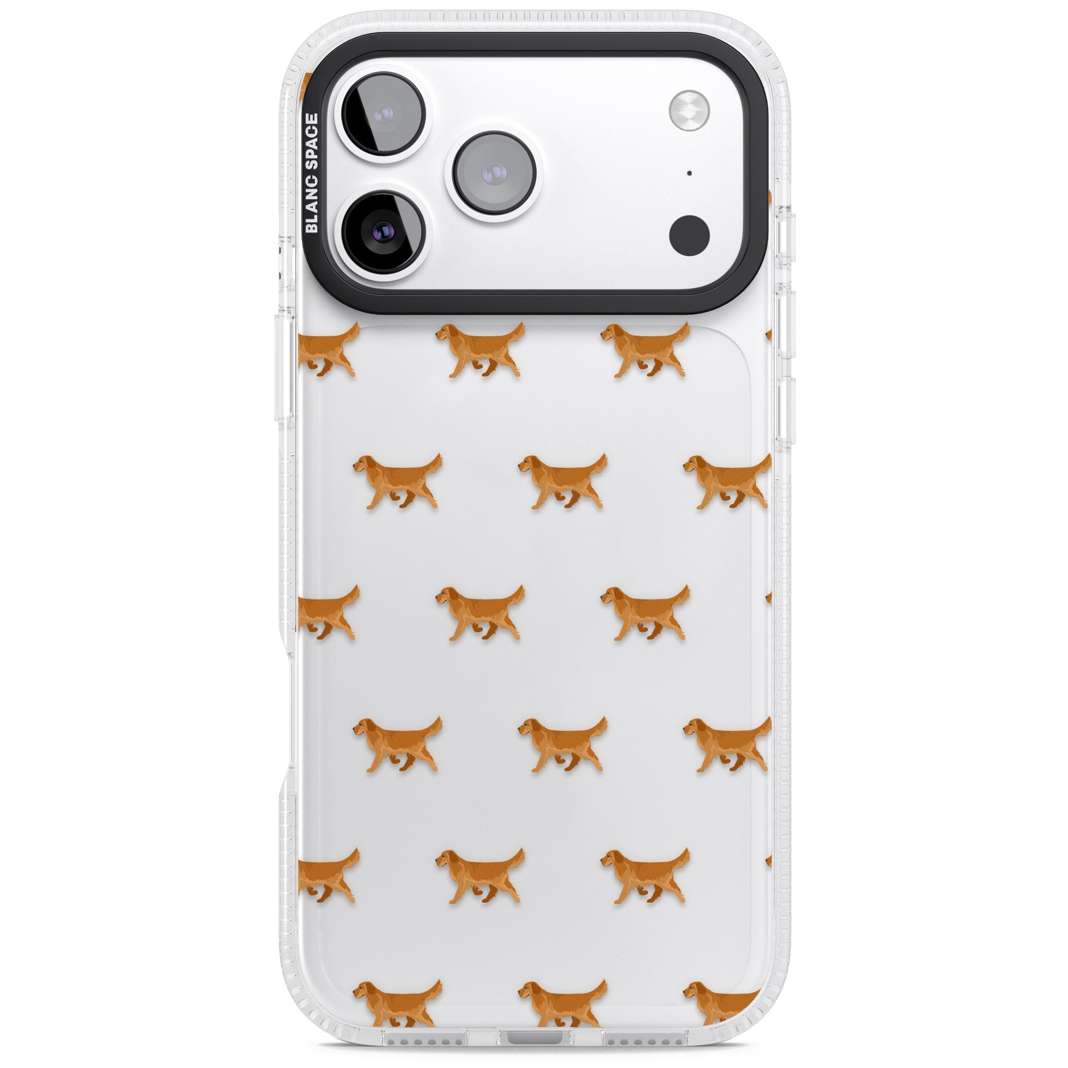 Golden Retriever Dog Pattern Clear iPhone 17 Pro Impact Air Clear Phone Case
