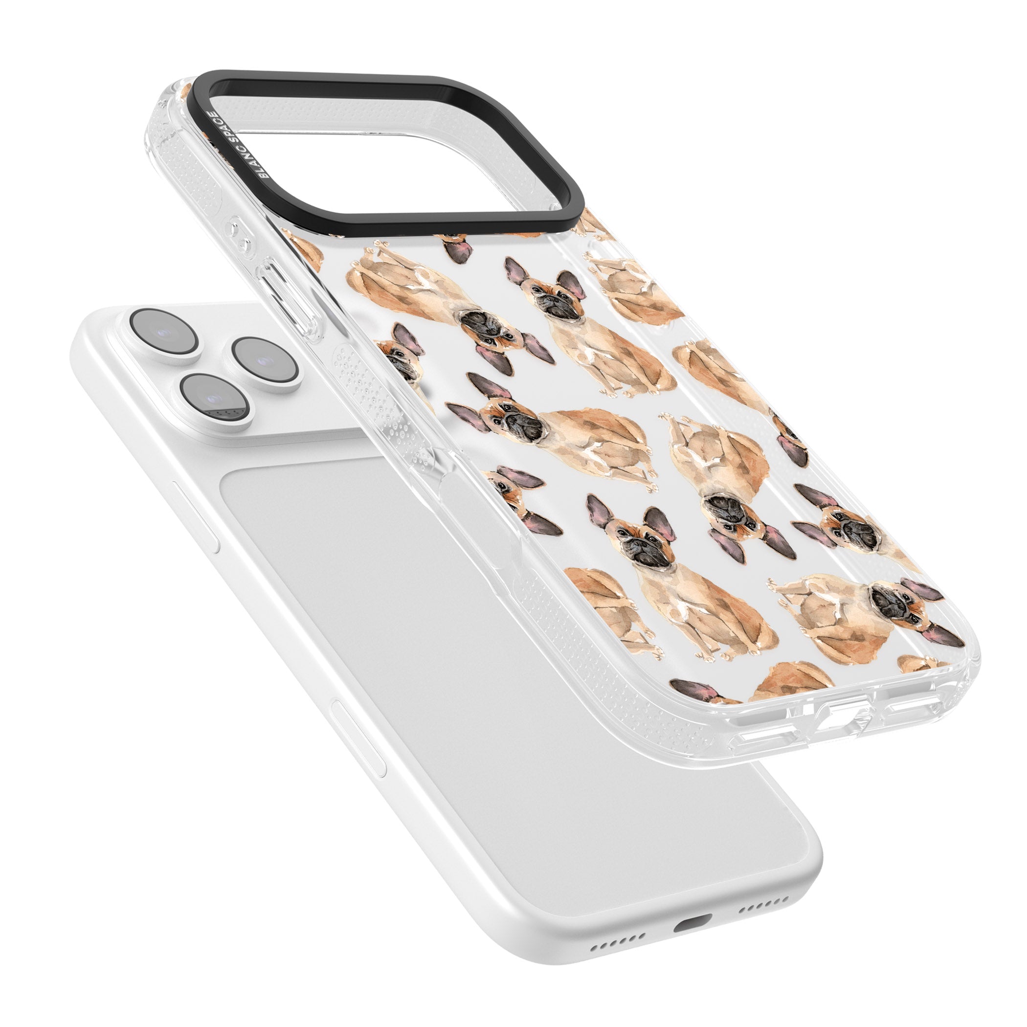 French Bulldog Watercolour Pattern iPhone 17 Pro Impact Air Clear Phone Case Colours