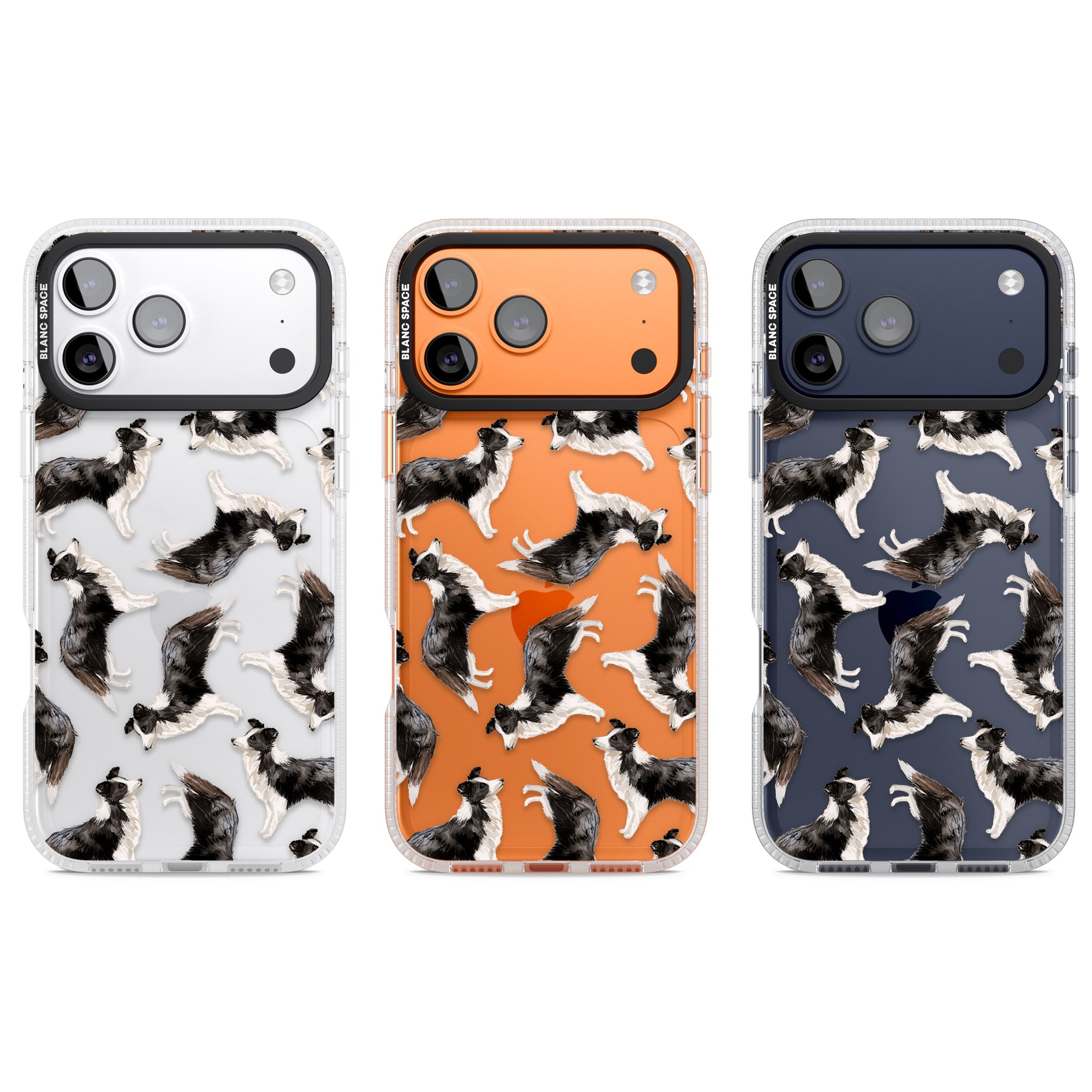 Border Collie Pattern Watercolour iPhone 17 Pro Impact Air Clear Phone Case APT Impact Protection