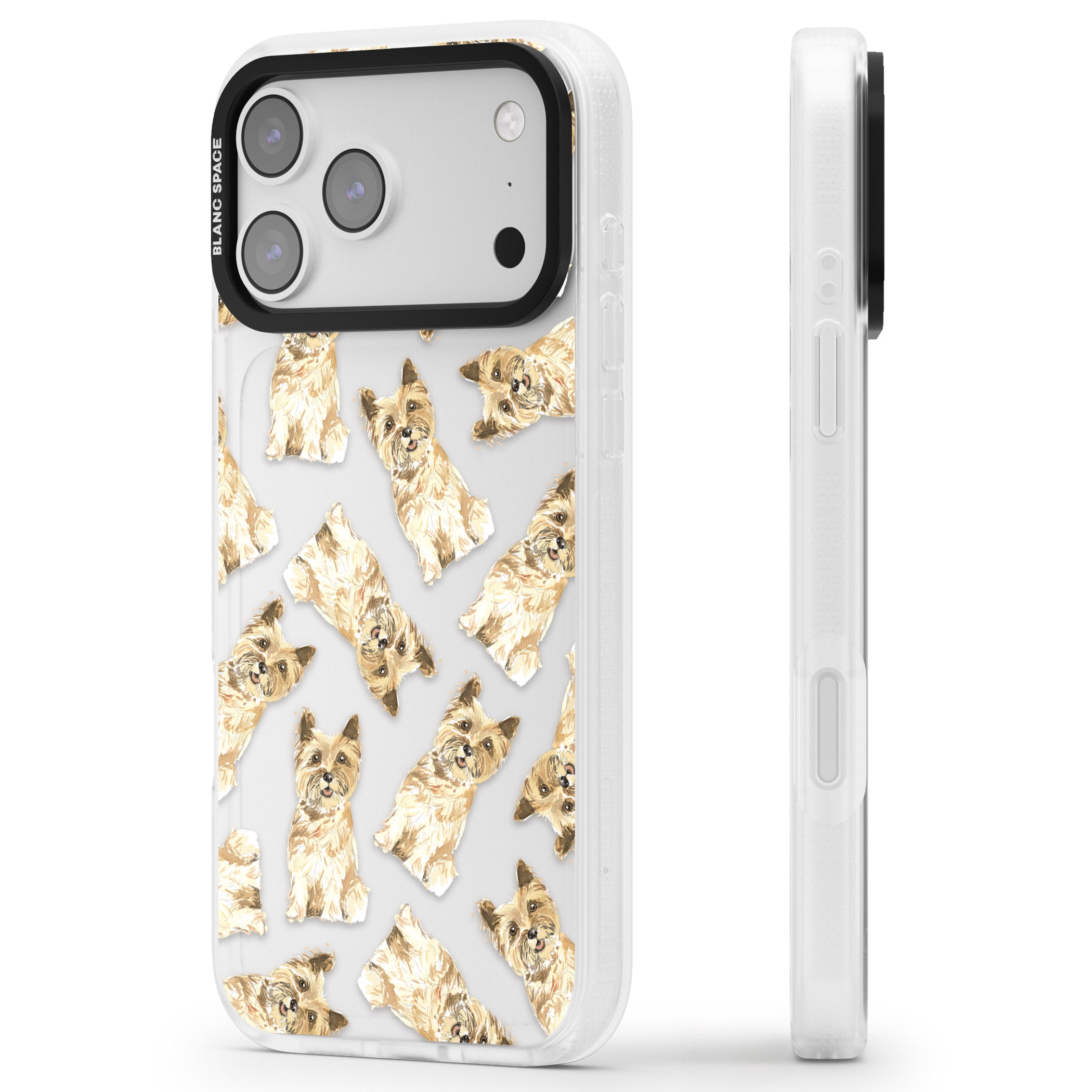 Cairn Terrier Watercolor iPhone 17 Pro Impact Air Clear Phone Case Side Profile