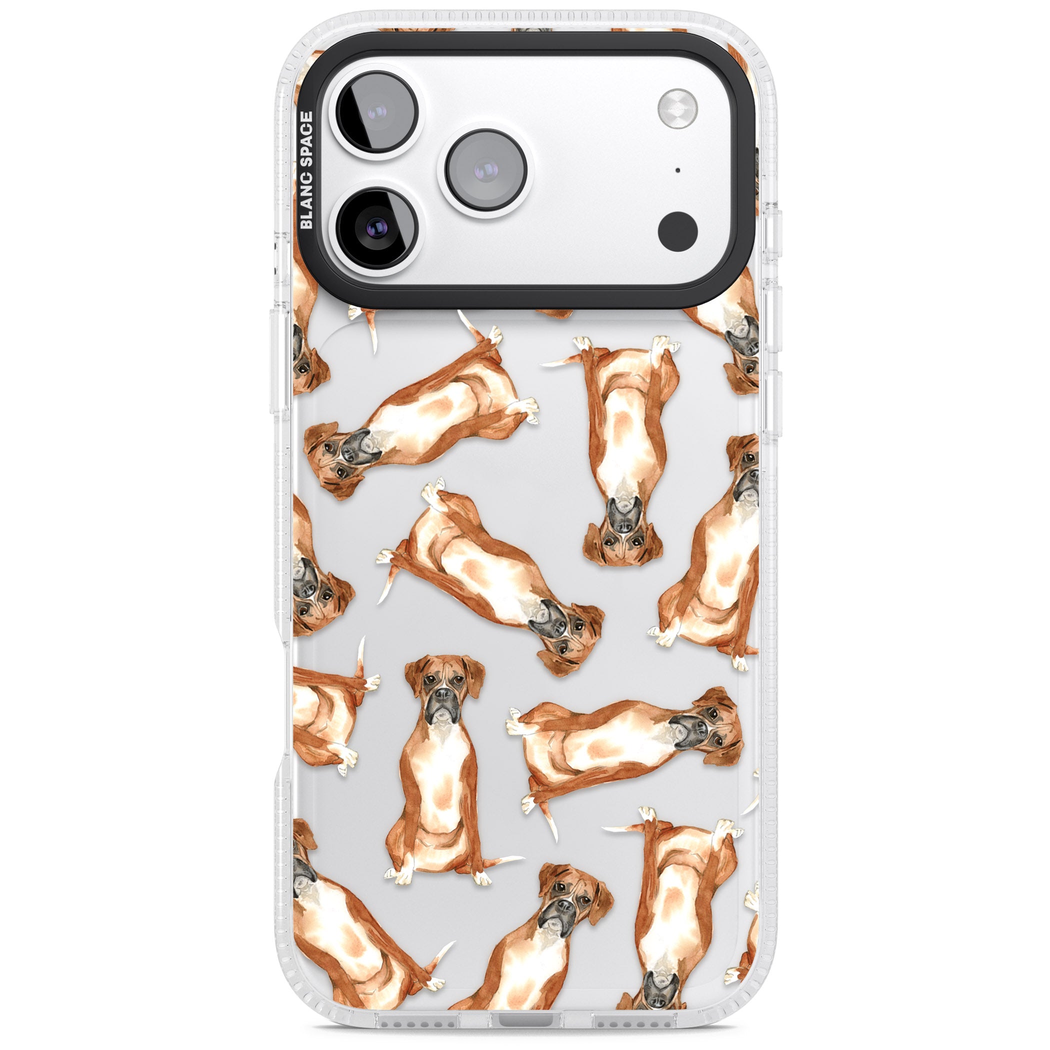 Boxer Watercolor Dog Pattern iPhone 17 Pro Impact Air Clear Phone Case