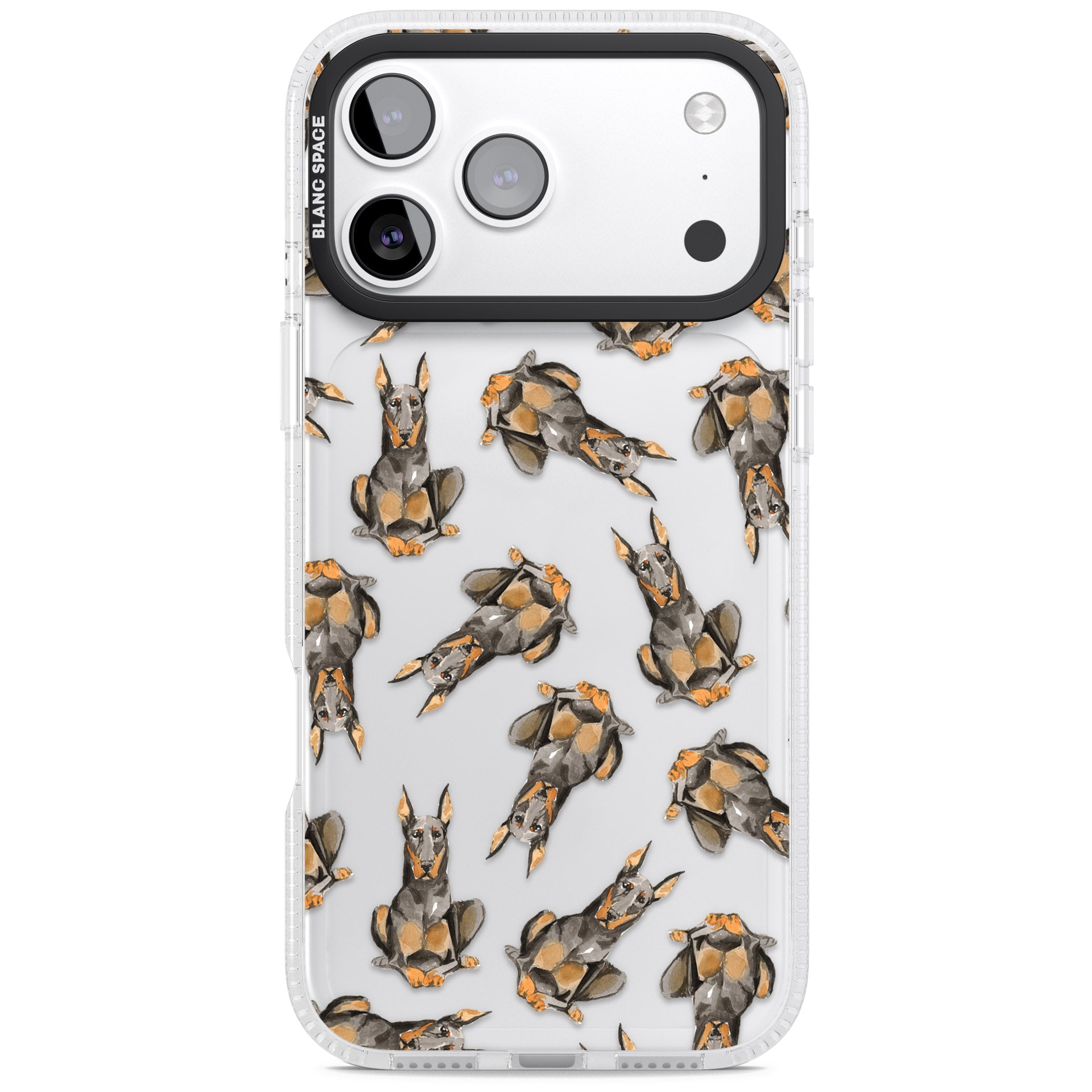 Doberman Watercolor Dog iPhone 17 Pro Impact Air Clear Phone Case