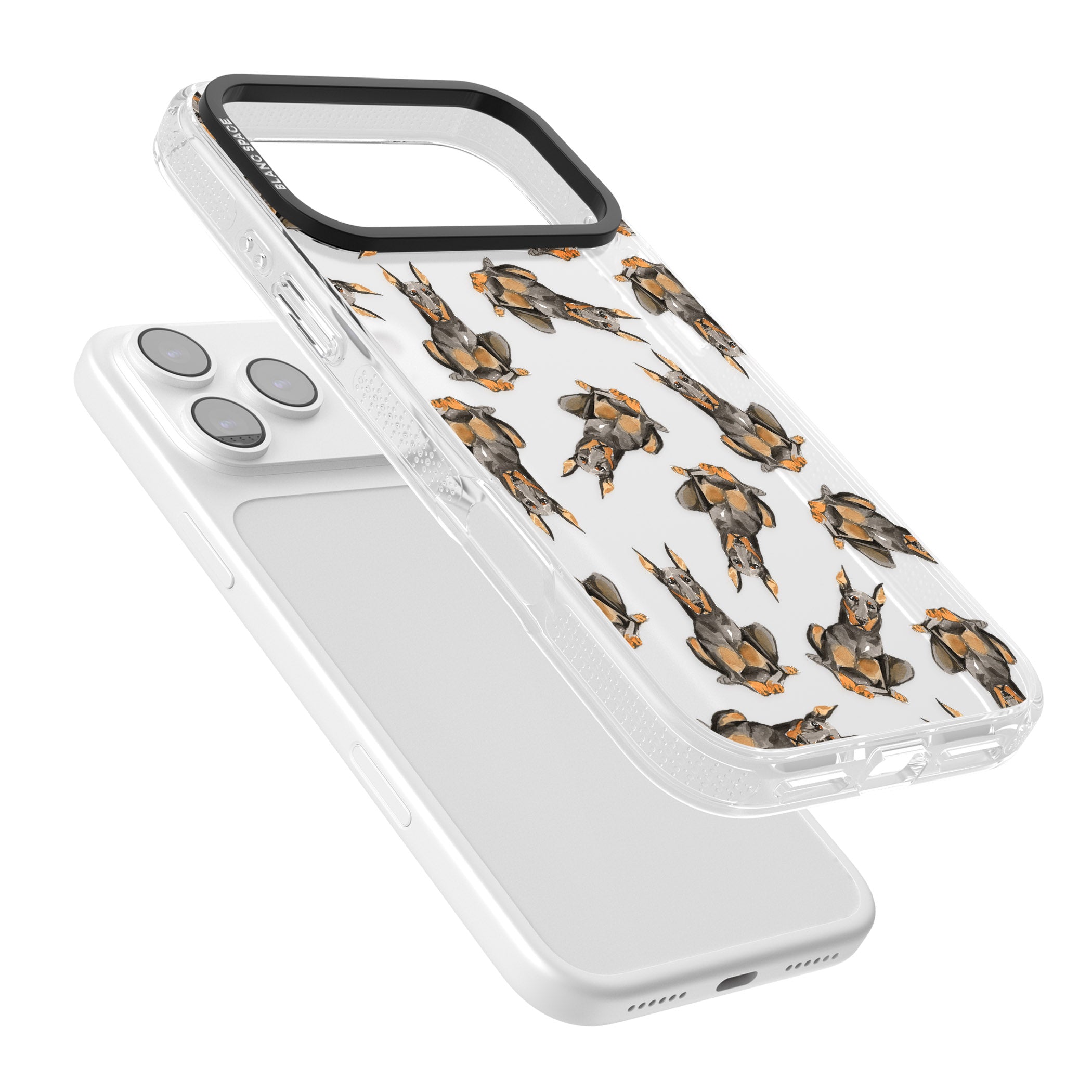 Doberman Watercolor Dog iPhone 17 Pro Impact Air Clear Phone Case Colours