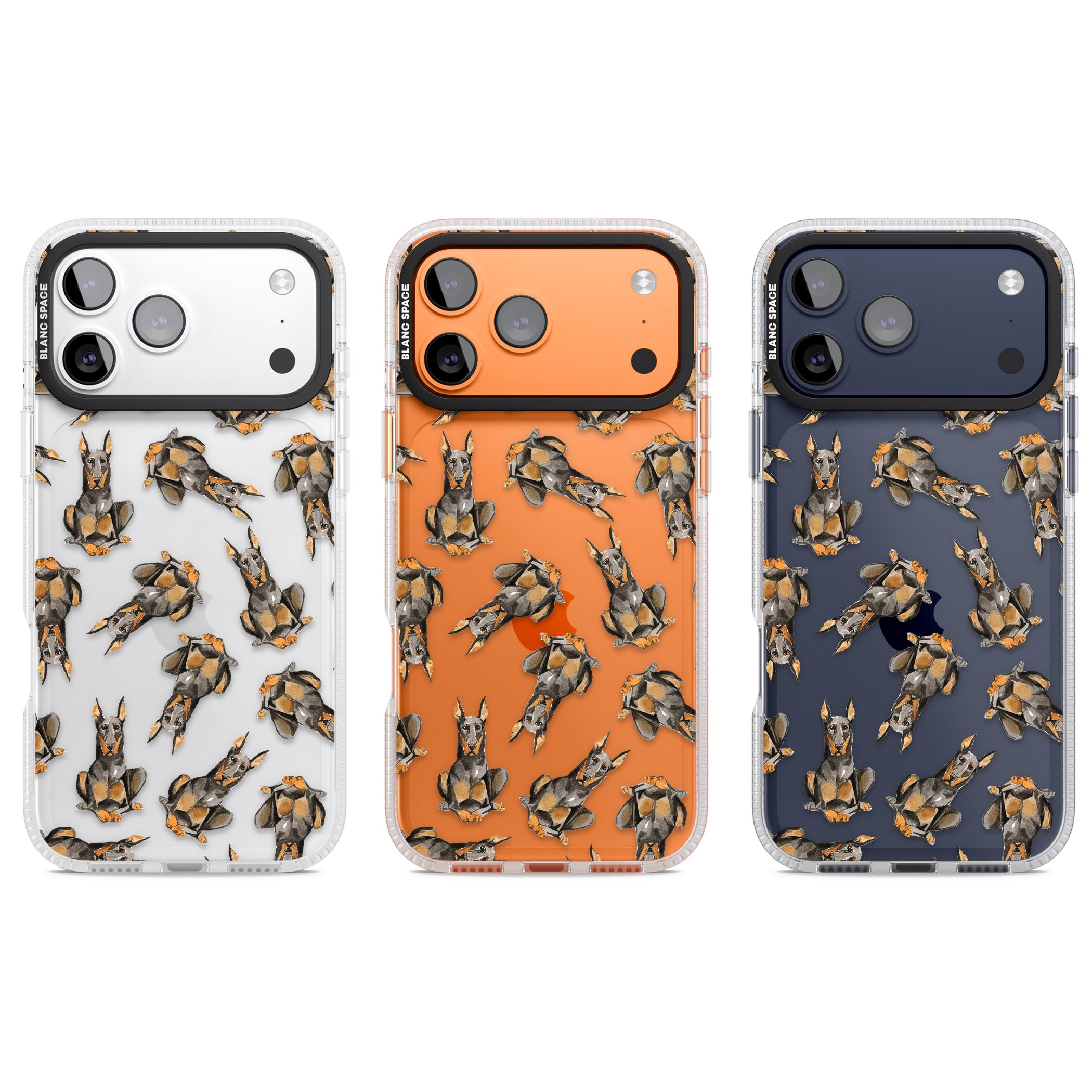 Doberman Watercolor Dog iPhone 17 Pro Impact Air Clear Phone Case APT Impact Protection