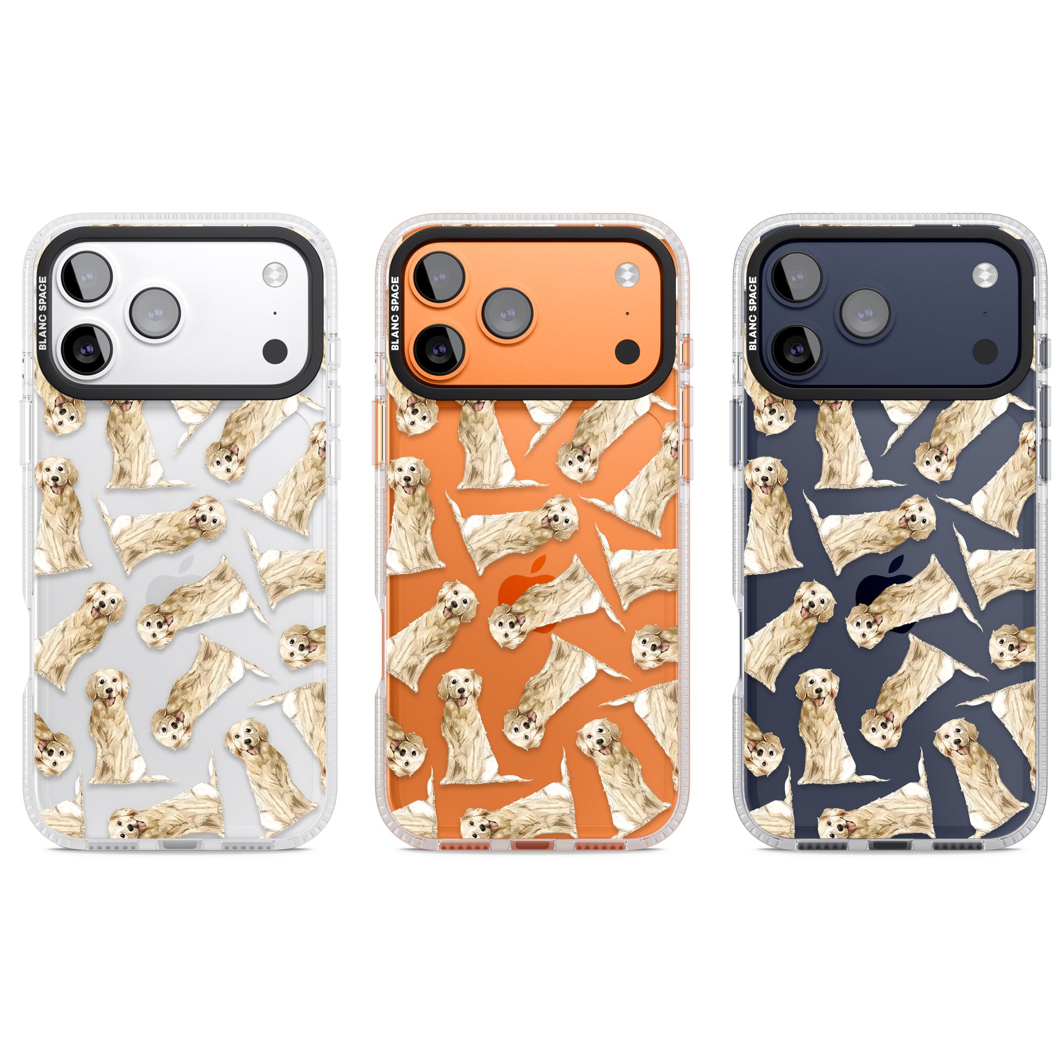 Golden Retriever Watercolor Pattern iPhone 17 Pro Impact Air Clear Phone Case APT Impact Protection