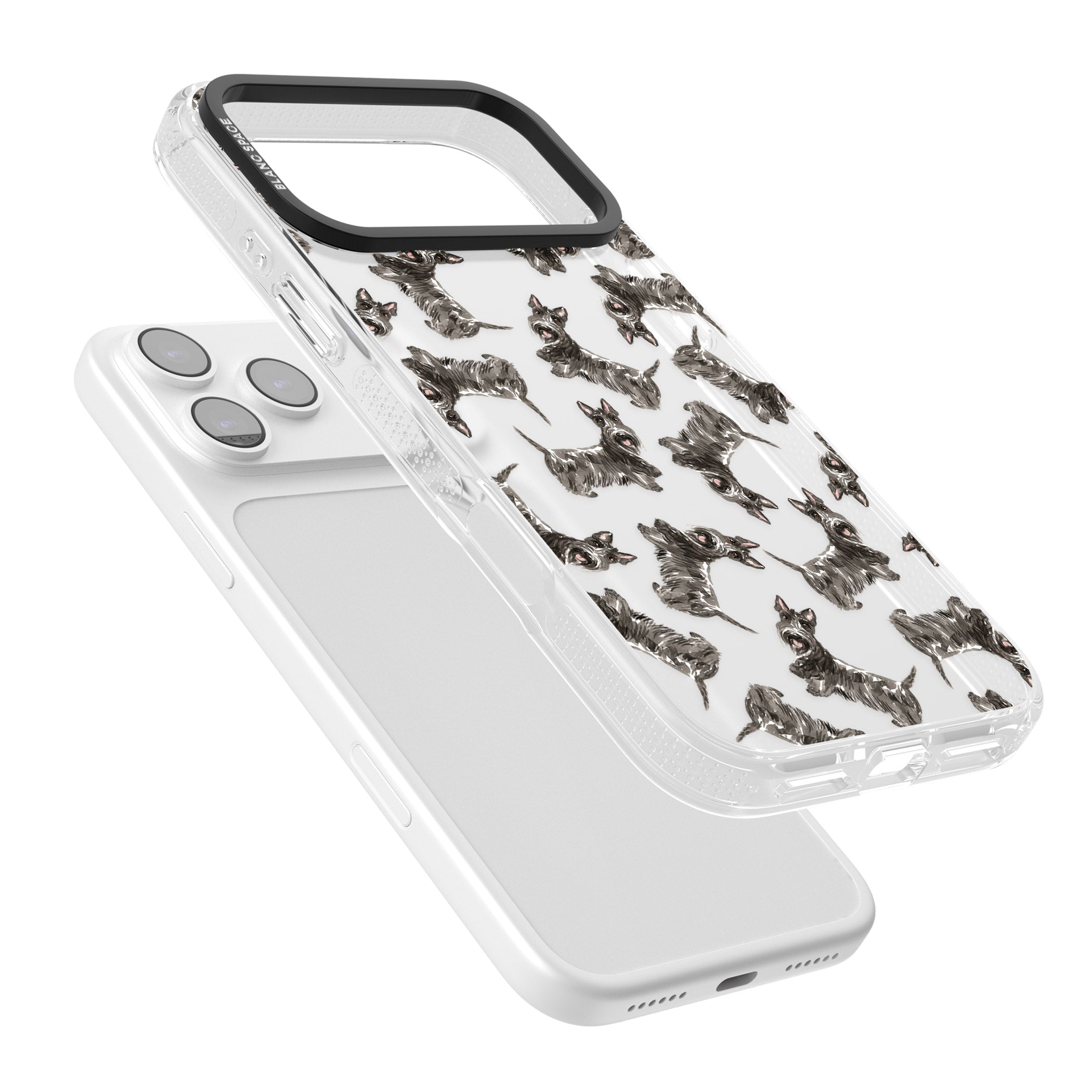 Scottish Terrier Pattern iPhone 17 Pro Impact Air Clear Phone Case Colours