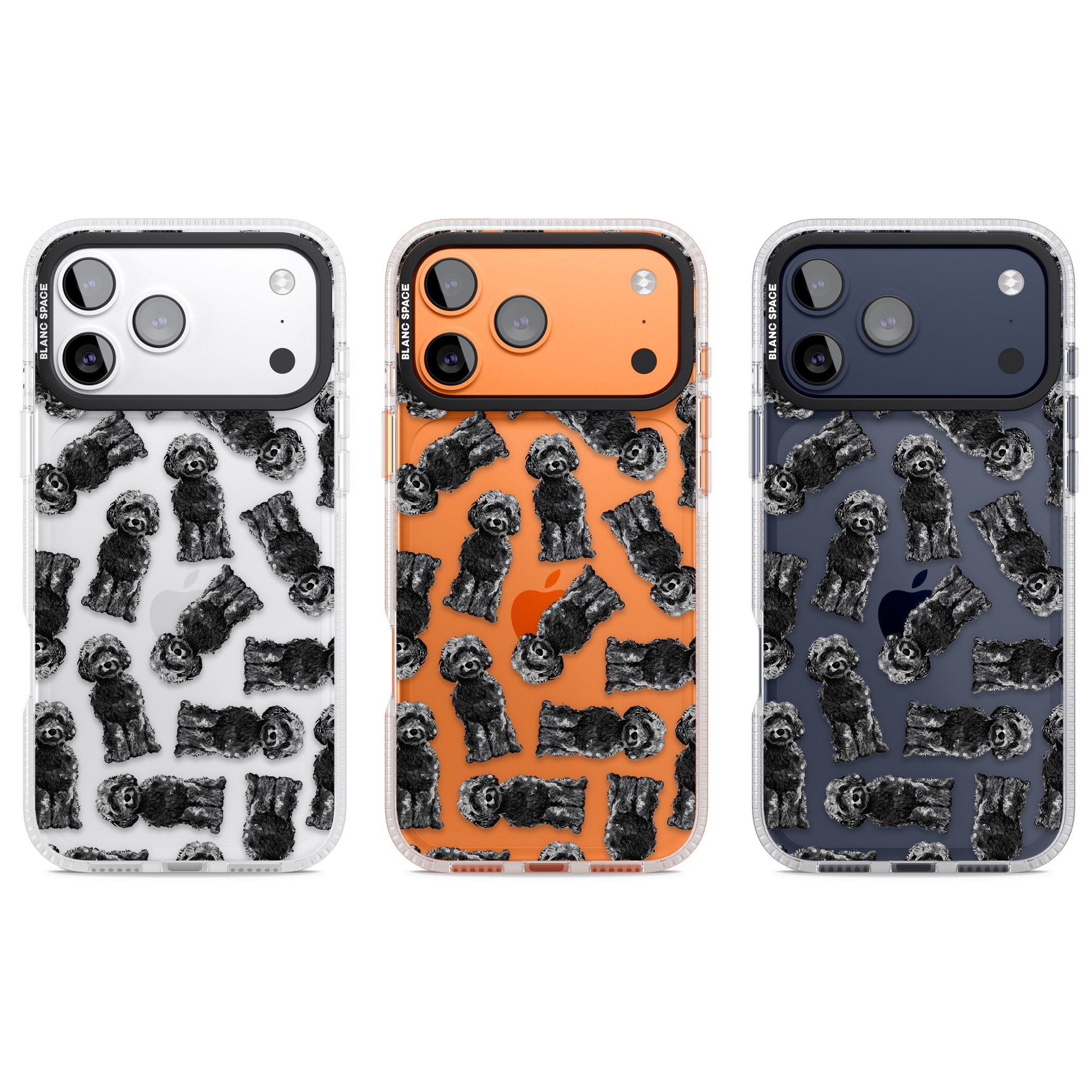 Black Cockapoo Watercolor iPhone 17 Pro Impact Air Clear Phone Case APT Impact Protection