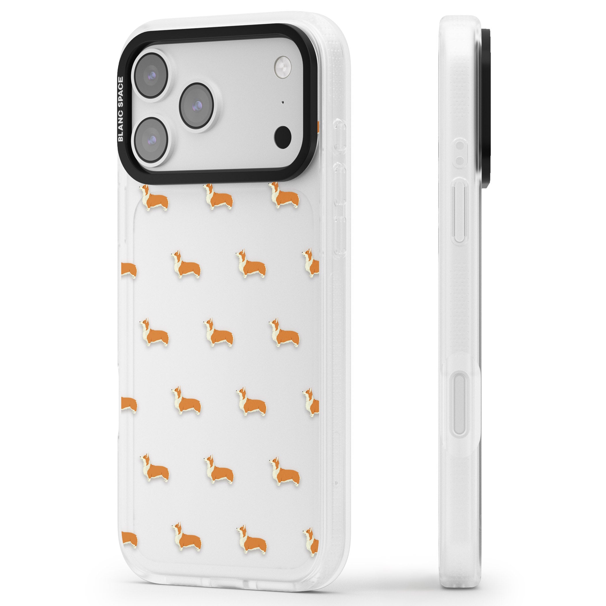 Pembroke Welsh Corgi Pattern iPhone 17 Pro Impact Air Clear Phone Case Side Profile
