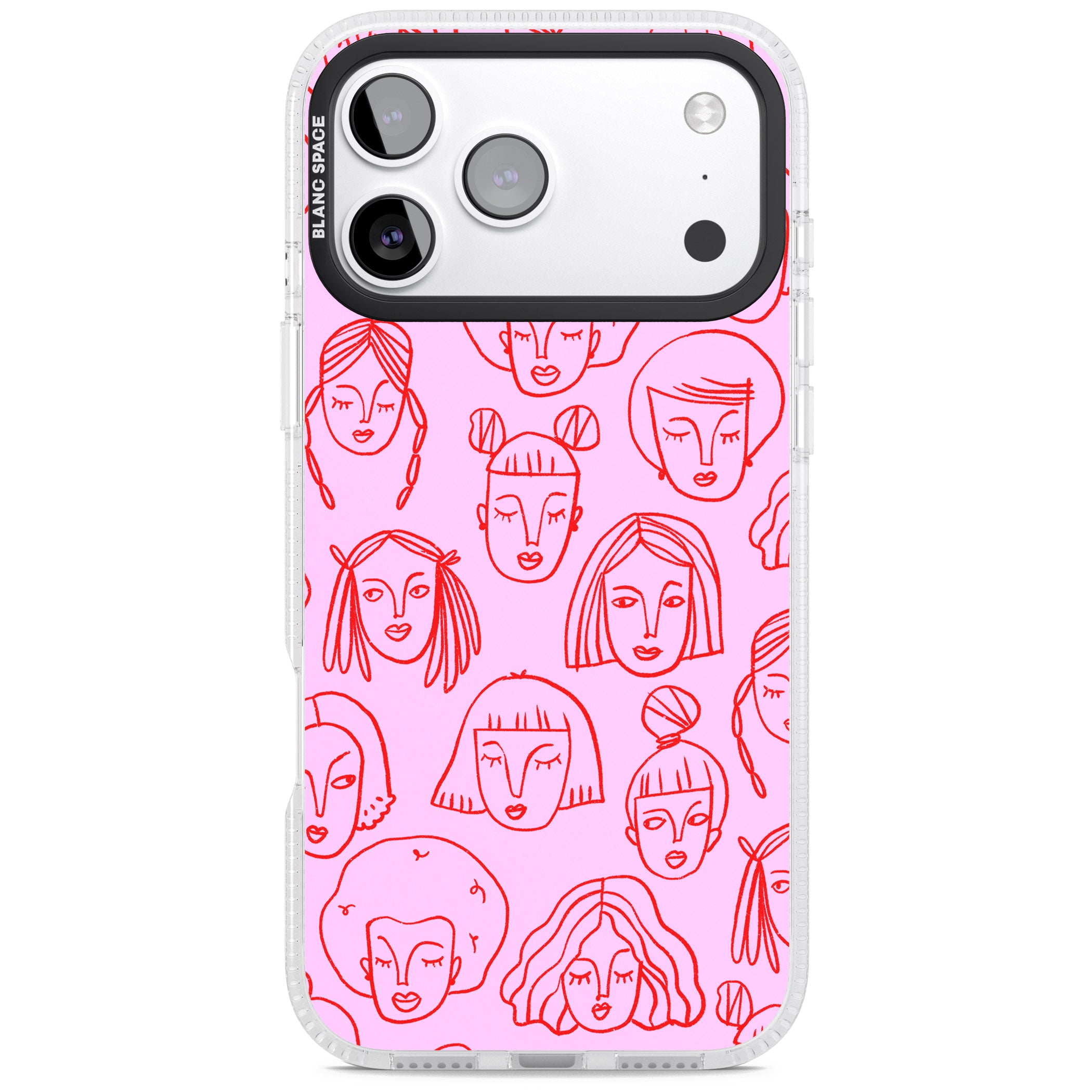 Girl Portrait Doodles iPhone 17 Pro Impact Air Clear Phone Case