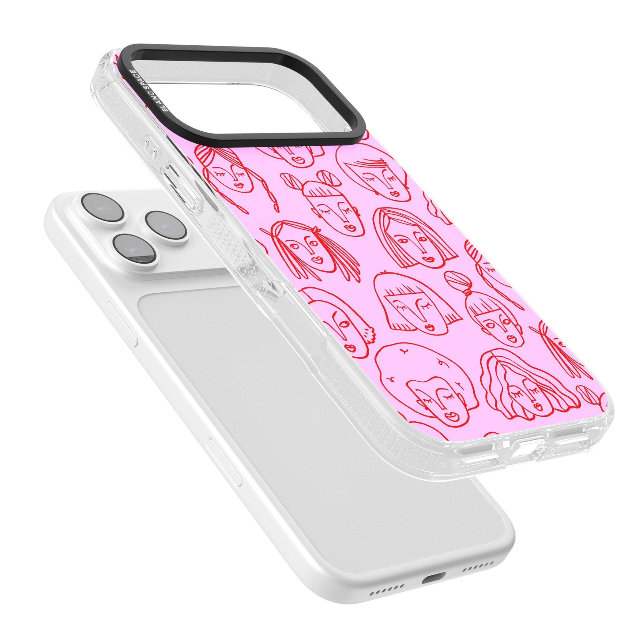 Girl Portrait Doodles iPhone 17 Pro Impact Air Clear Phone Case Colours