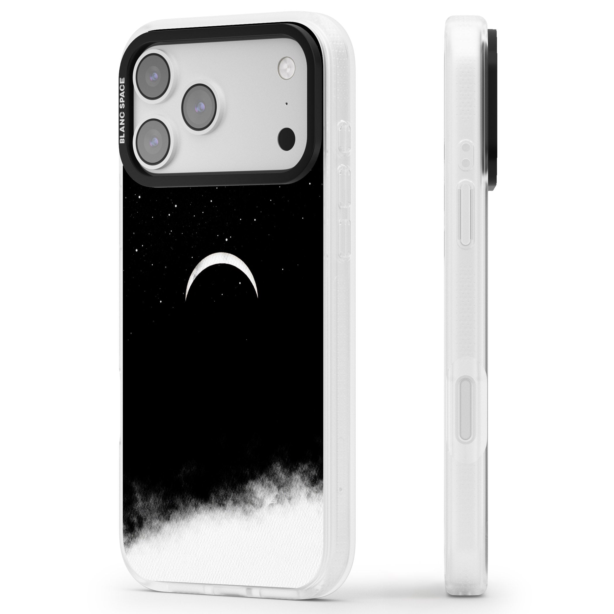 Crescent Moon Night Sky iPhone 17 Pro Impact Air Clear Phone Case Side Profile
