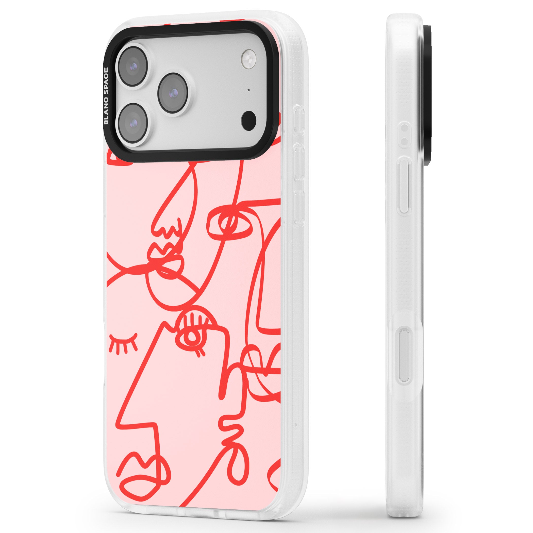 Red Line Art iPhone 17 Pro Impact Air Clear Phone Case Side Profile