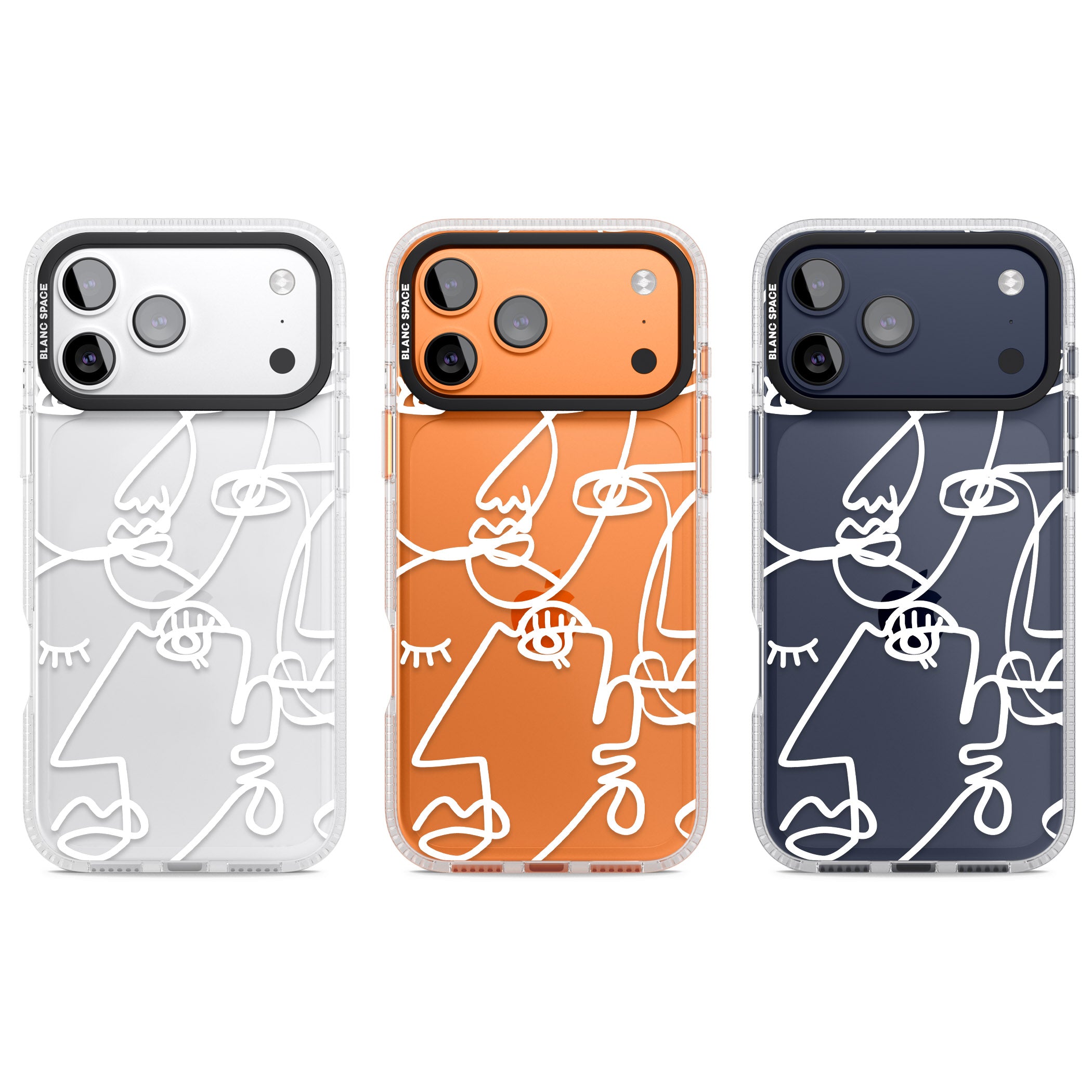 Abstract Line Art White Clear iPhone 17 Pro Impact Air Clear Phone Case APT Impact Protection
