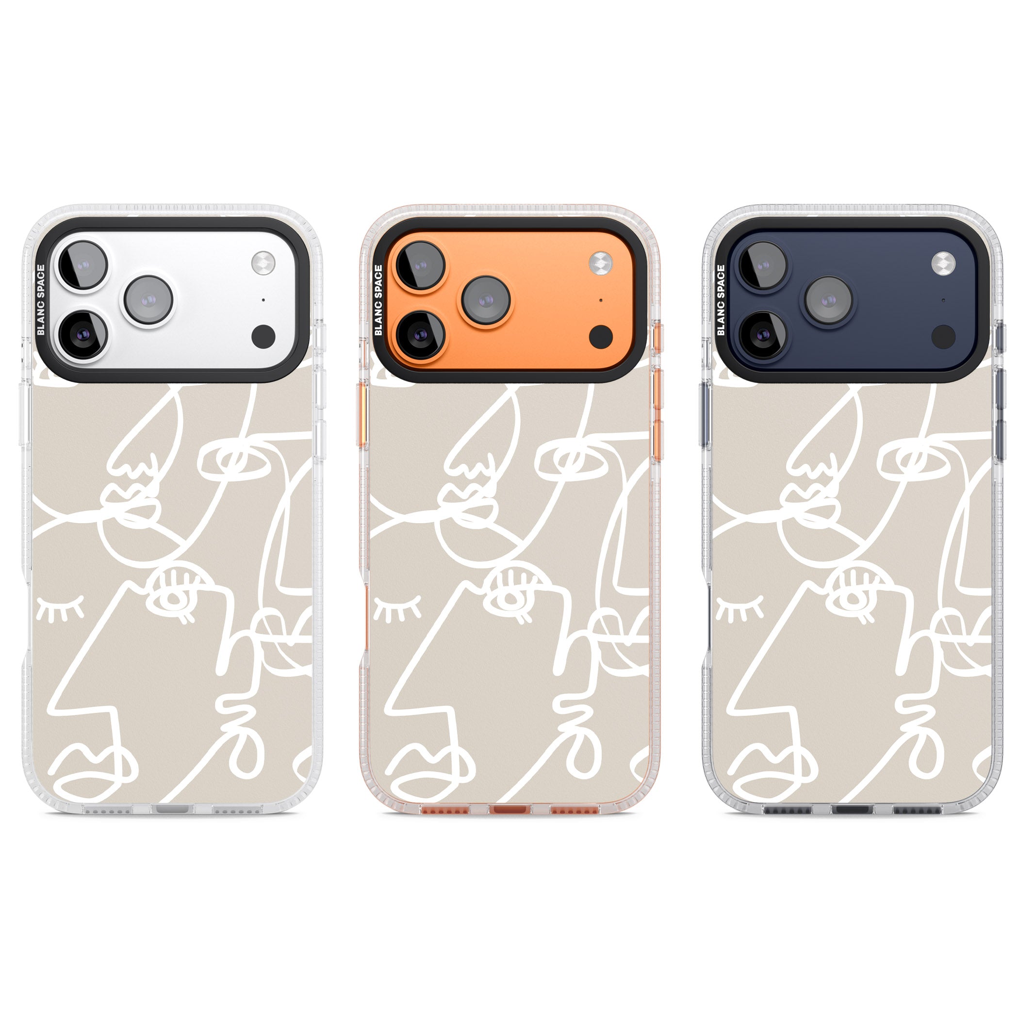 Abstract Line Art White Beige iPhone 17 Pro Impact Air Clear Phone Case APT Impact Protection