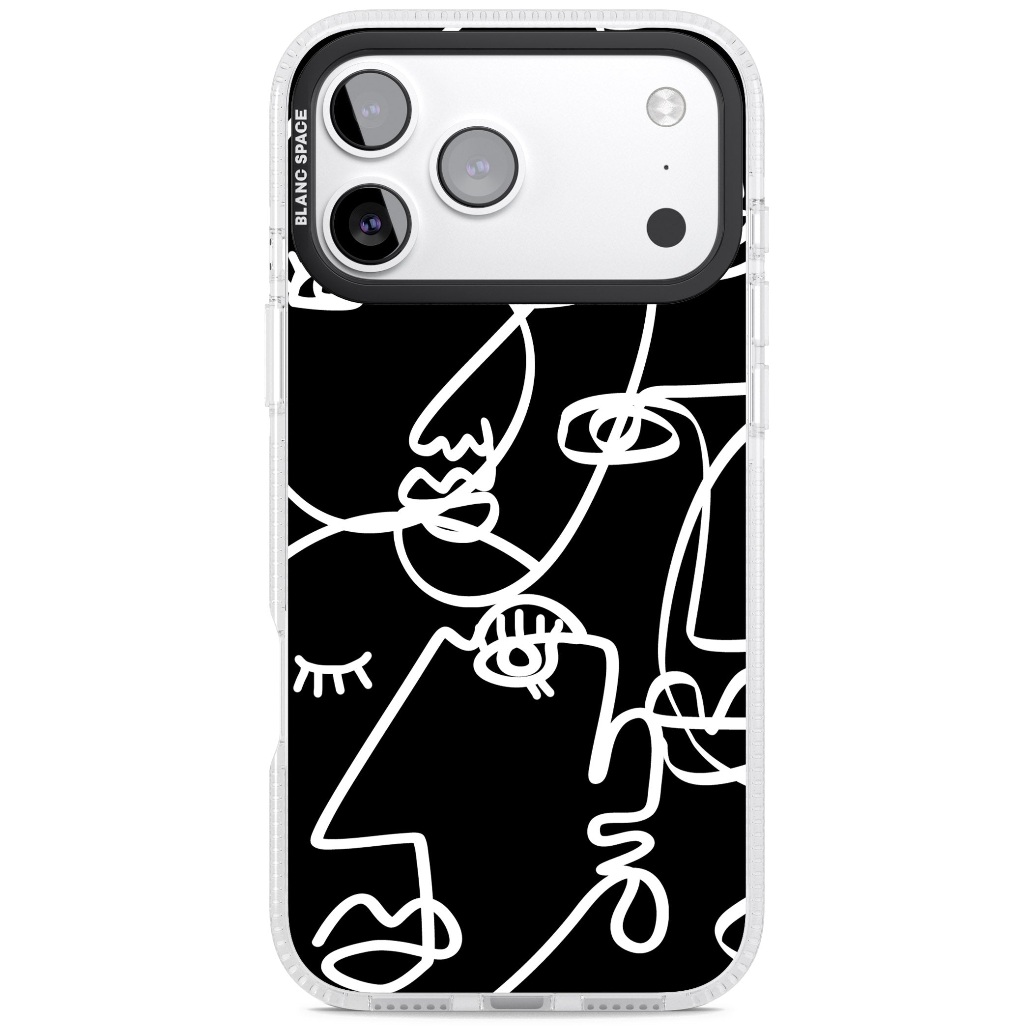 Abstract Line Art White Black iPhone 17 Pro Impact Air Clear Phone Case