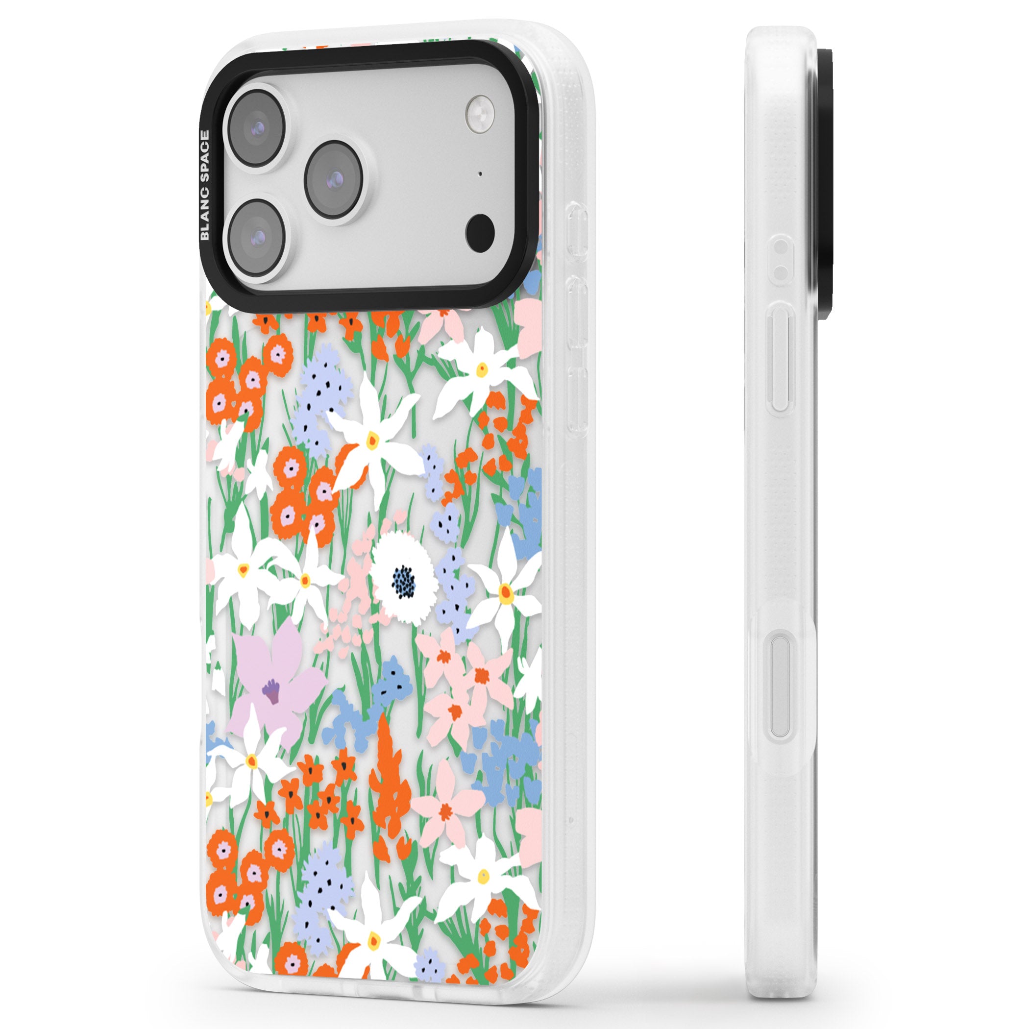 Floral Bouquet: Vibrant Blooms iPhone 17 Pro Impact Air Clear Phone Case Side Profile