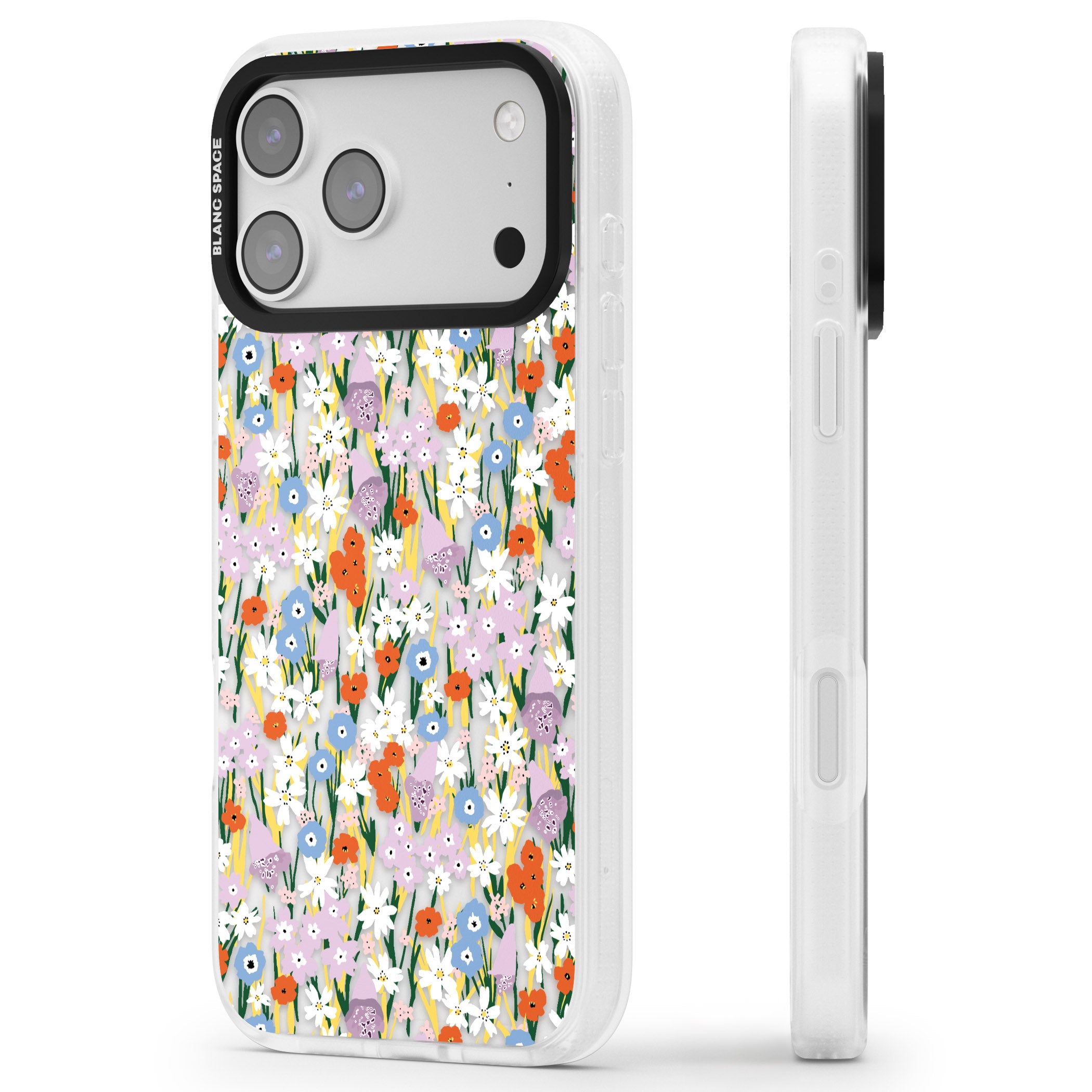 Vibrant Floral Garden iPhone 17 Pro Impact Air Clear Phone Case Side Profile
