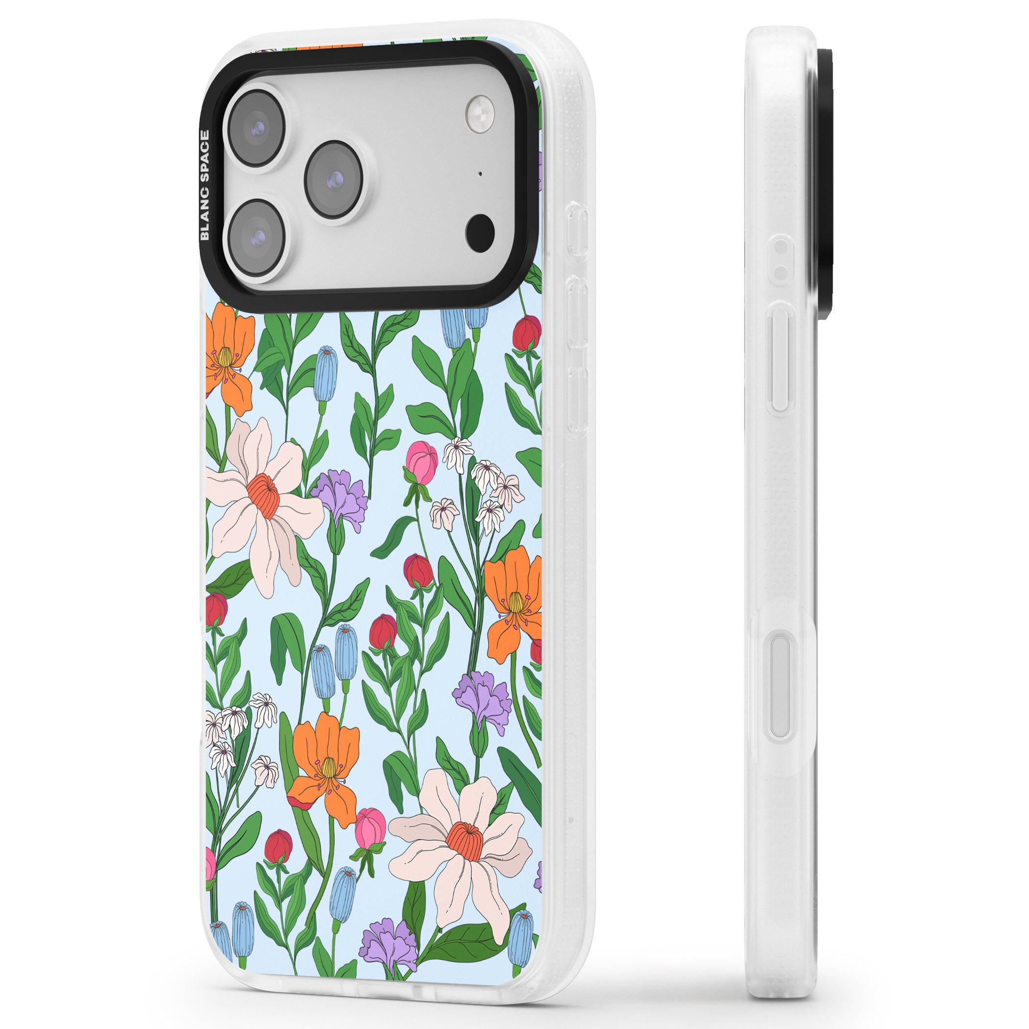 Full Bloom Background iPhone 17 Pro Impact Air Clear Phone Case Side Profile