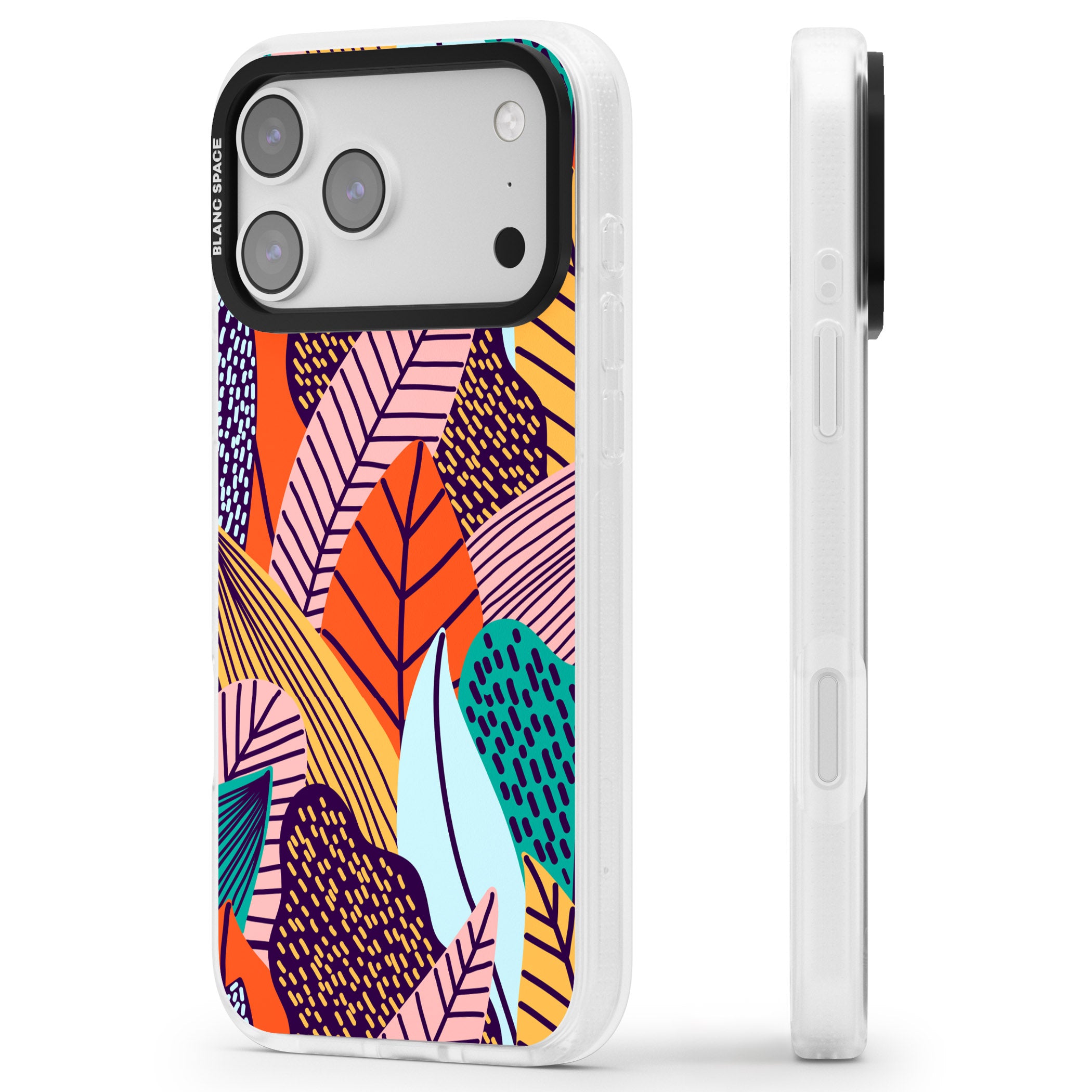 Abstract Leaves iPhone 17 Pro Impact Air Clear Phone Case Side Profile