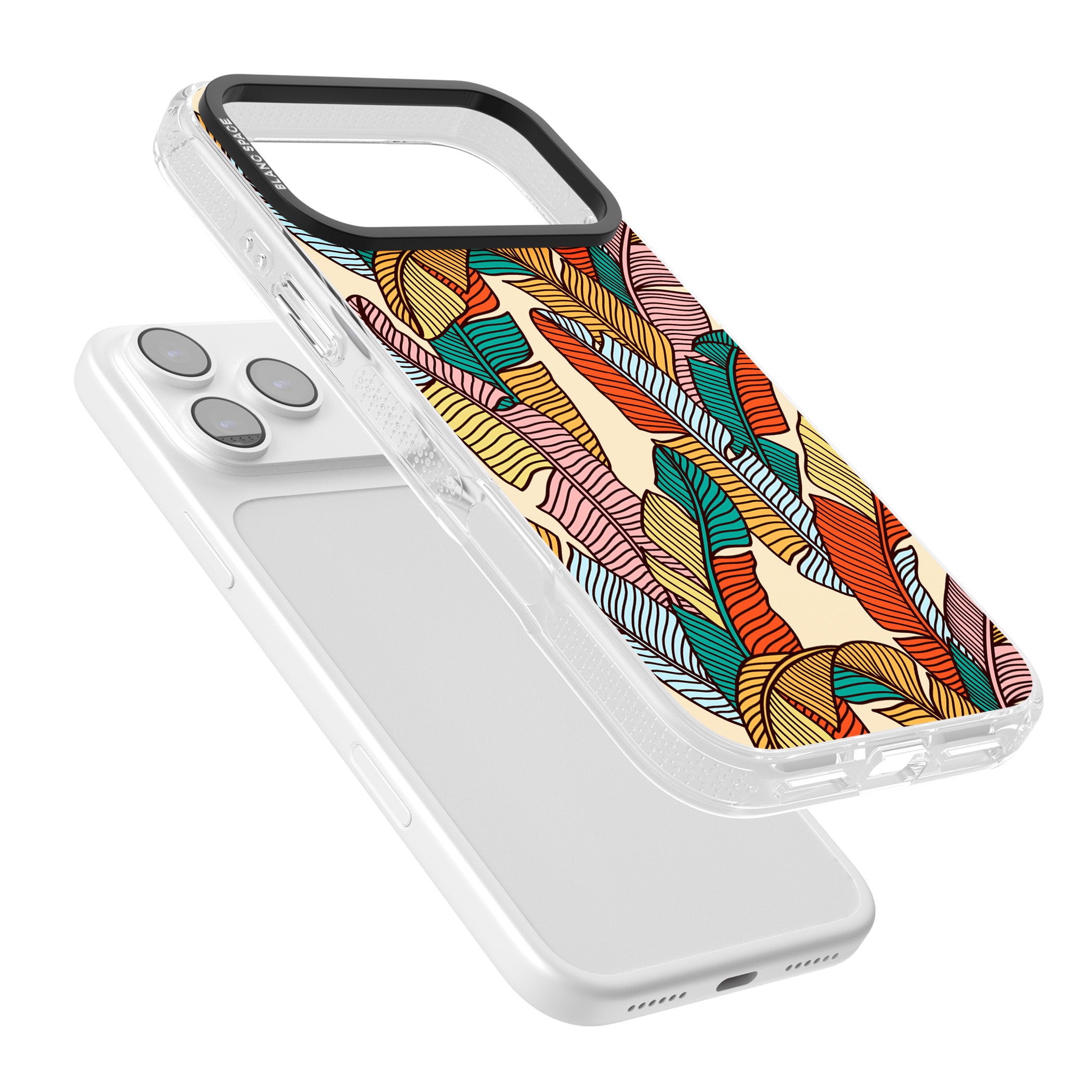 Pastel Palm Leaves iPhone 17 Pro Impact Air Clear Phone Case Colours