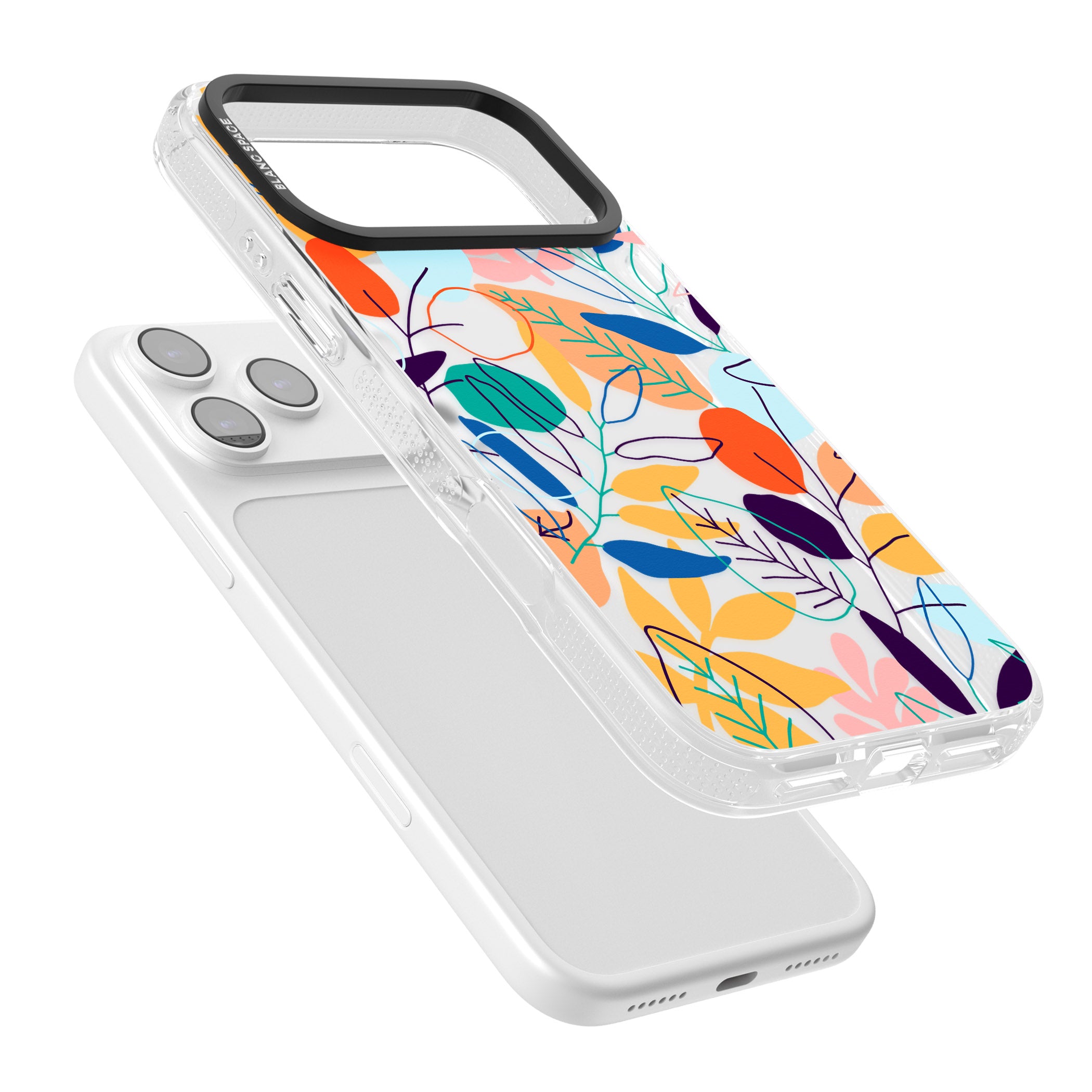 Abstract Line Drawn Leaves iPhone 17 Pro Impact Air Clear Phone Case Colours