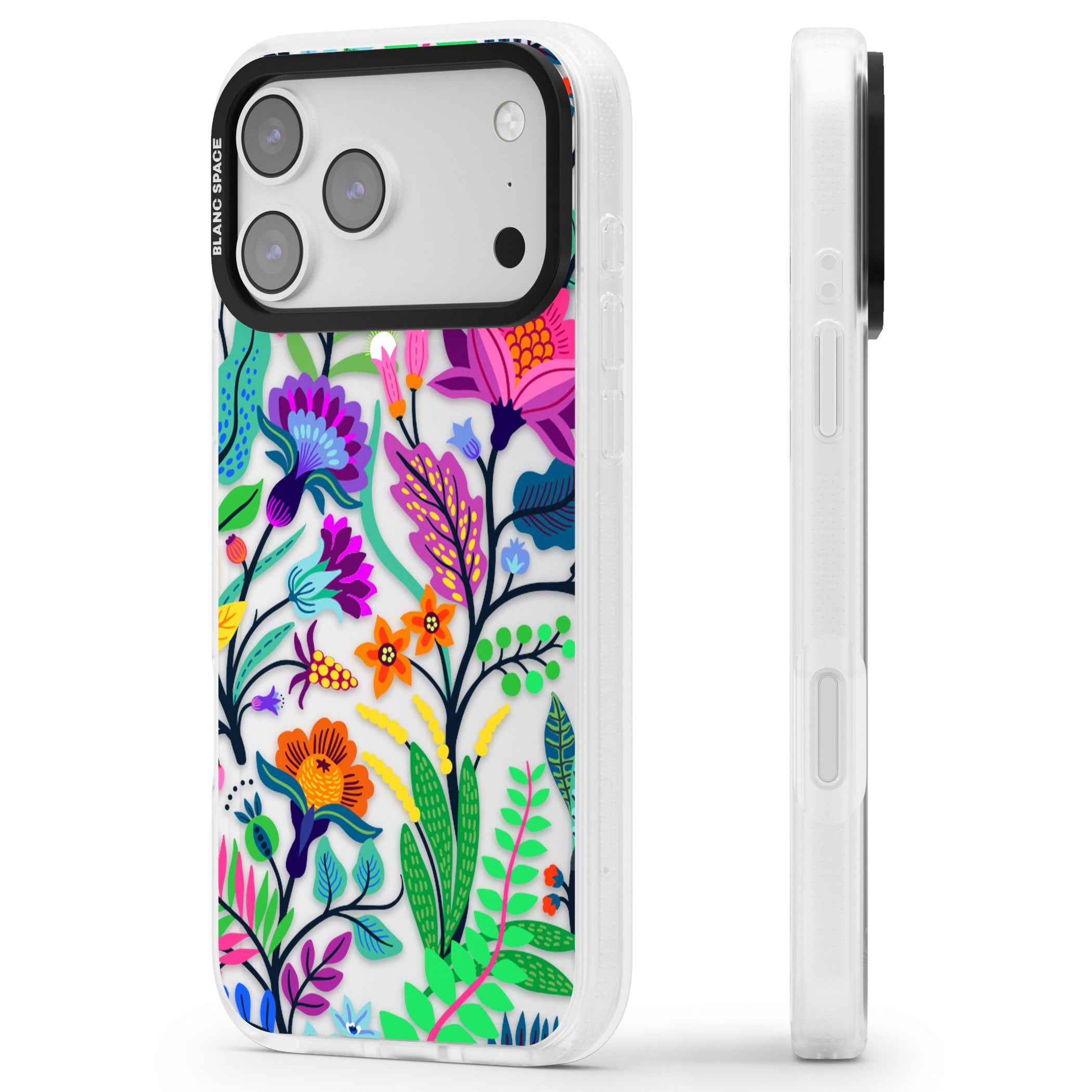 Floral Vibe iPhone 17 Pro Impact Air Clear Phone Case Side Profile
