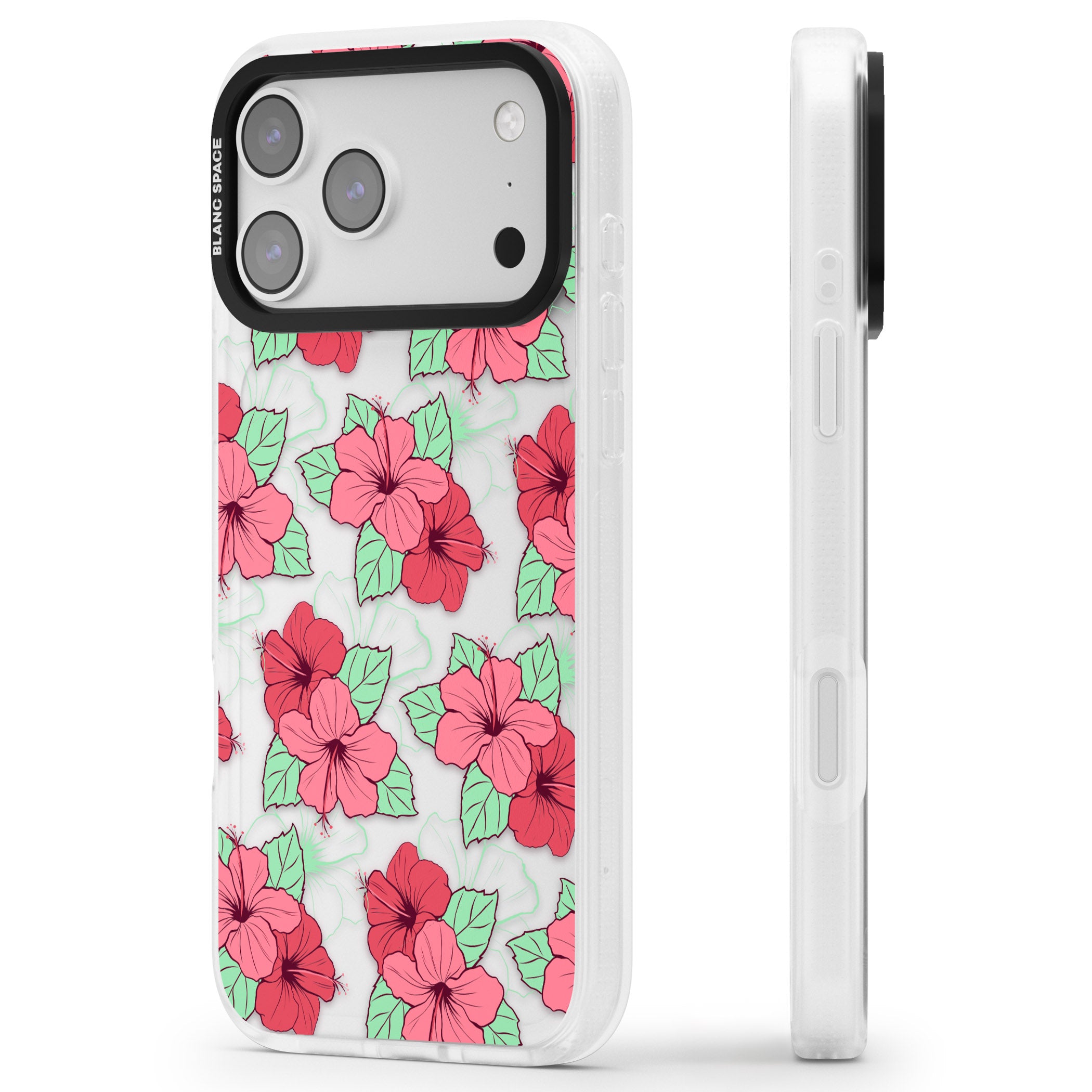 Pink Peony iPhone 17 Pro Impact Air Clear Phone Case Side Profile