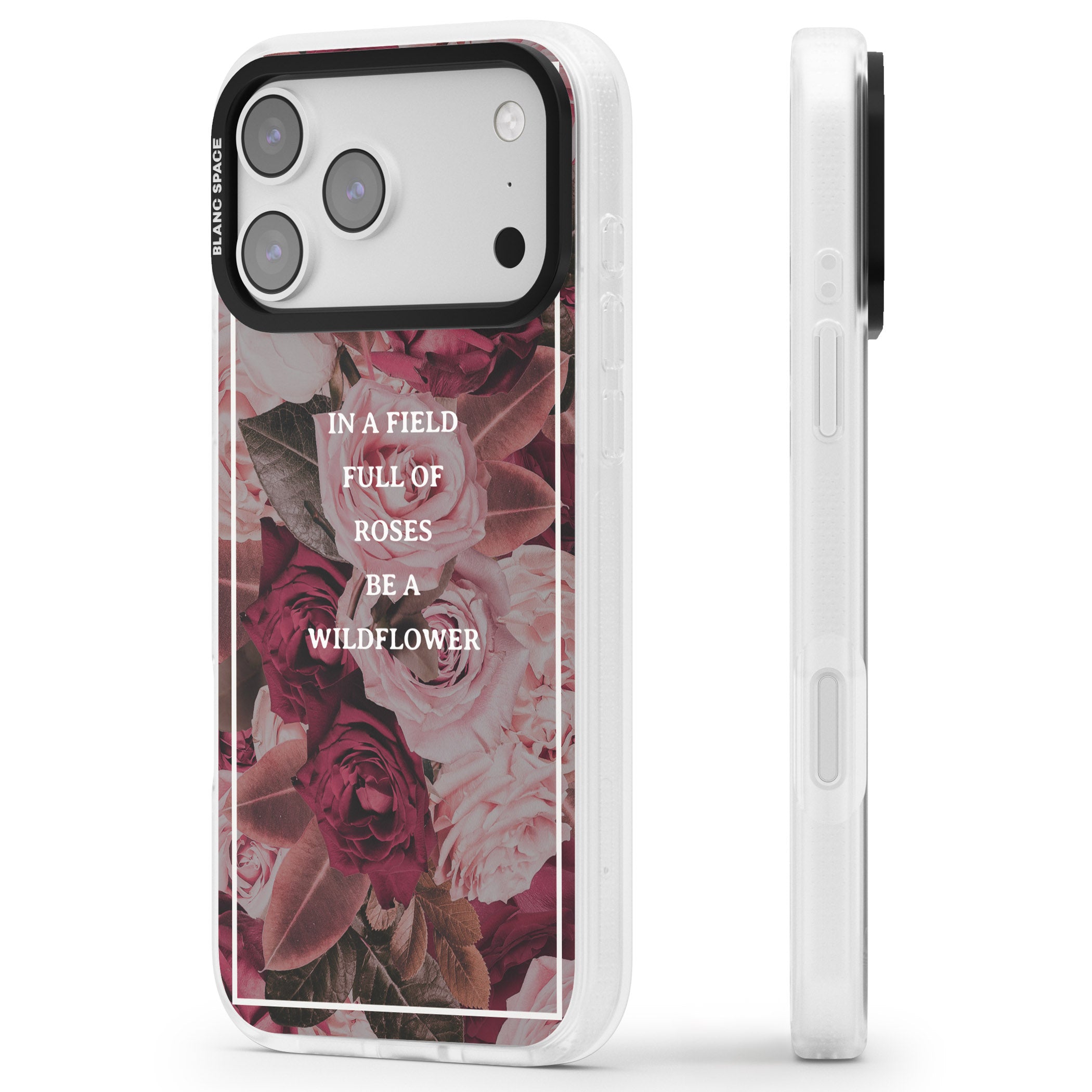 Wildflower Floral Quote iPhone 17 Pro Impact Air Clear Phone Case Side Profile