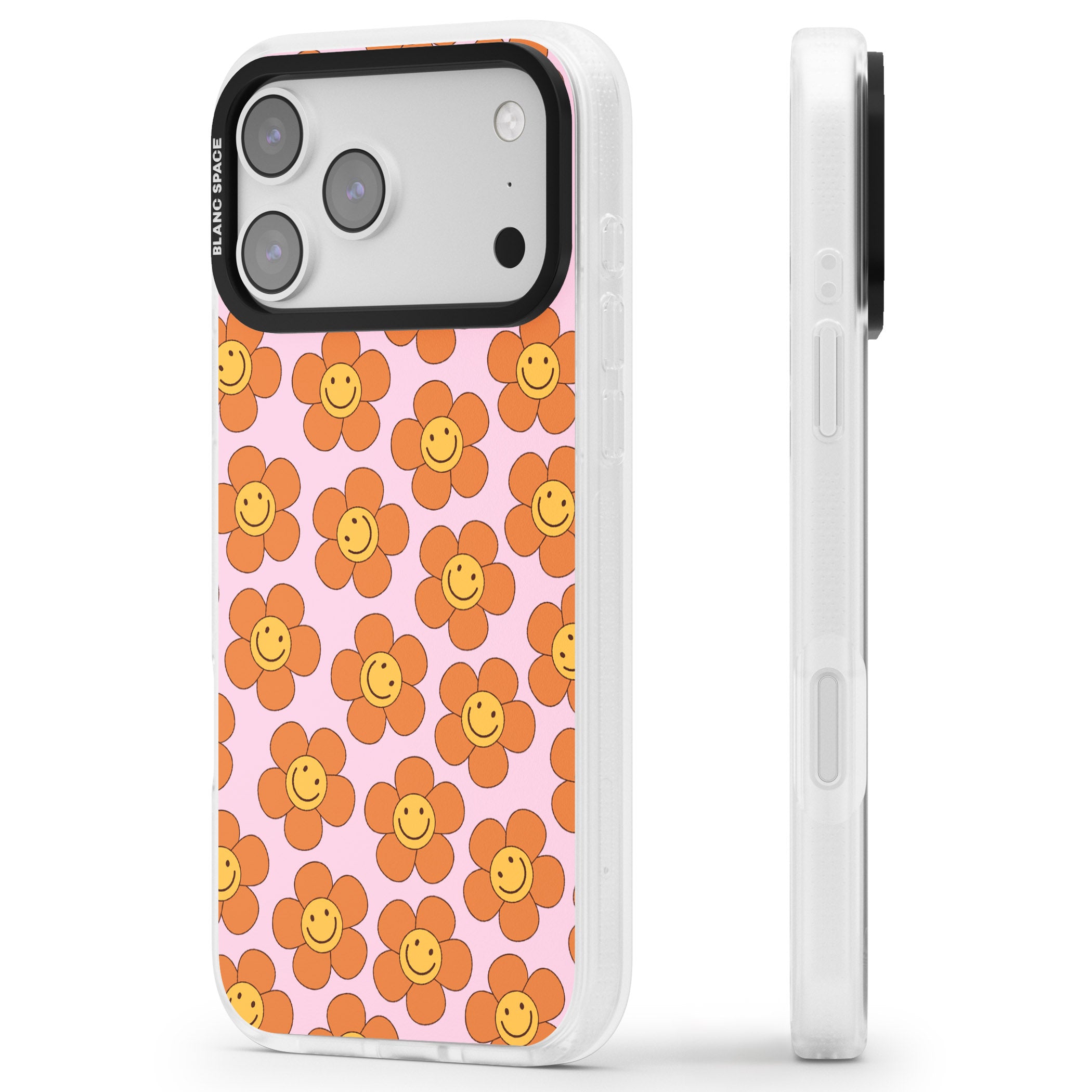 Floral Smiles iPhone 17 Pro Impact Air Clear Phone Case Side Profile