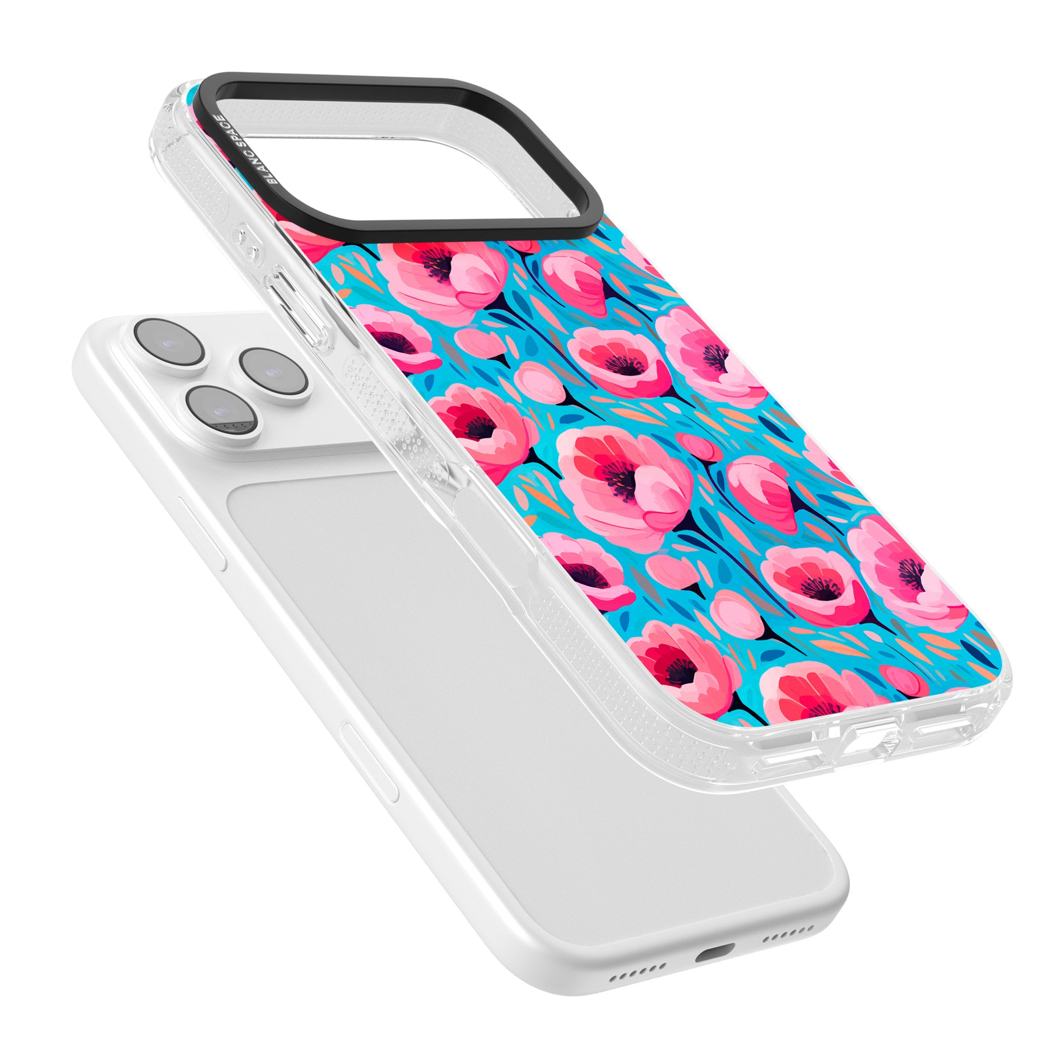 Tropical Pink Poppies iPhone 17 Pro Impact Air Clear Phone Case Colours