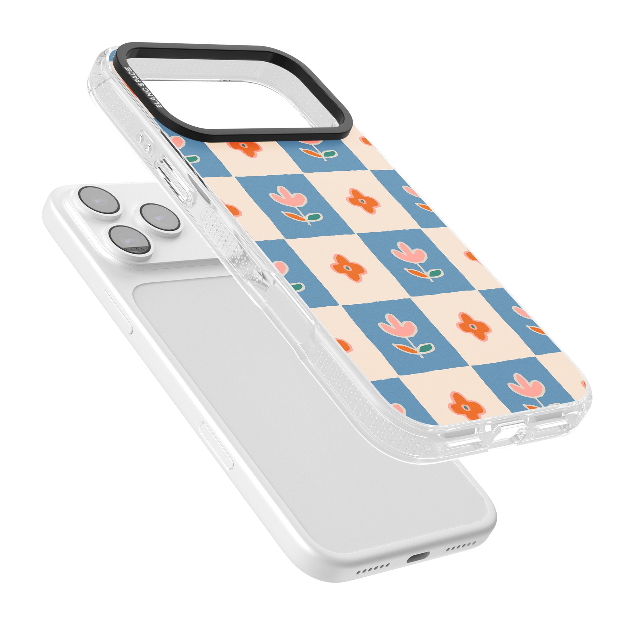 Vintage Bloom Checkered iPhone 17 Pro Impact Air Clear Phone Case Colours