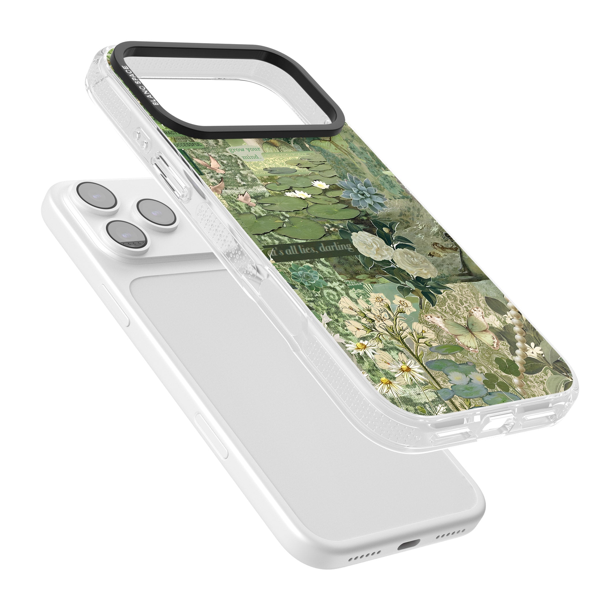 Sage Collage iPhone 17 Pro Impact Air Clear Phone Case Colours