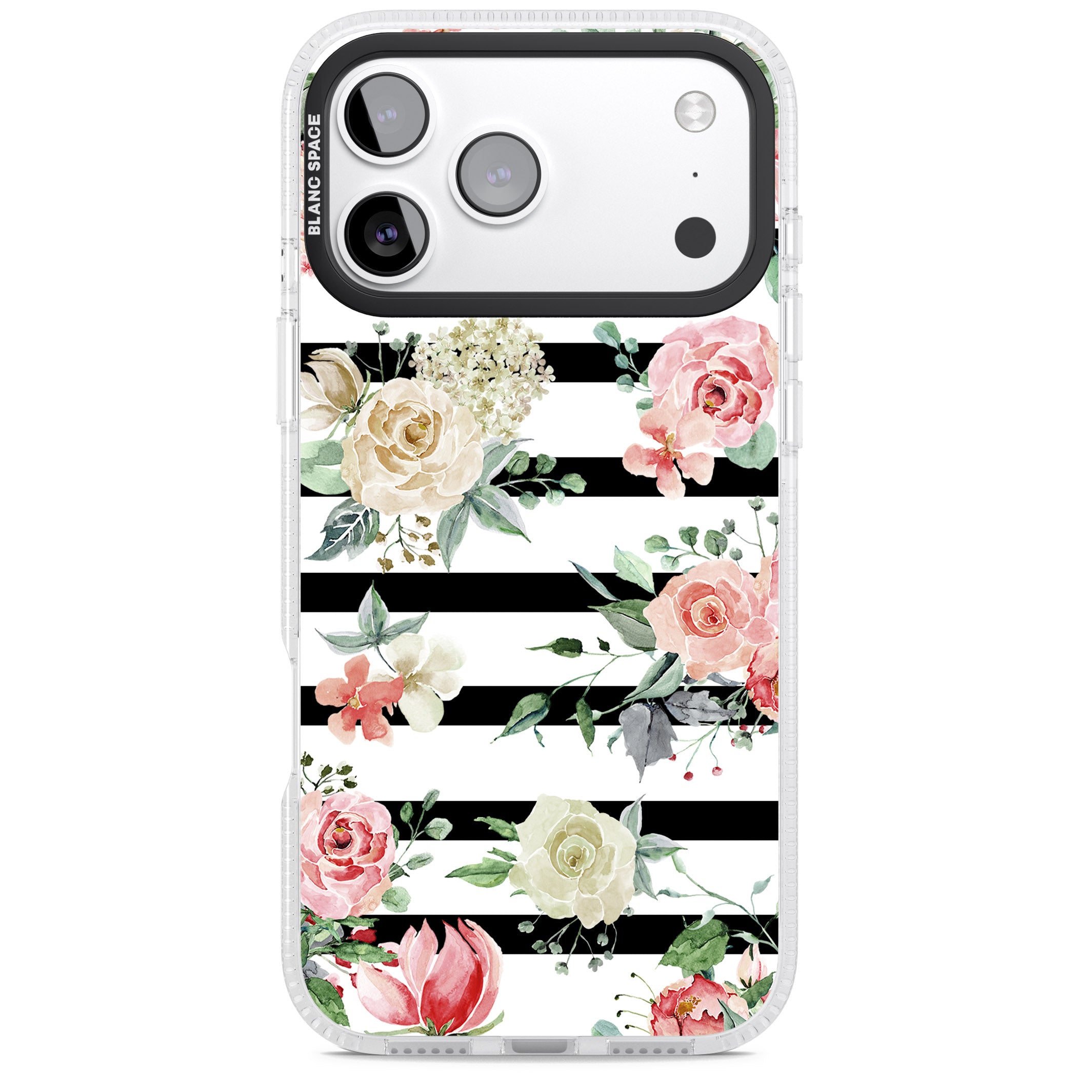 Floral Stripes iPhone 17 Pro Impact Air Clear Phone Case