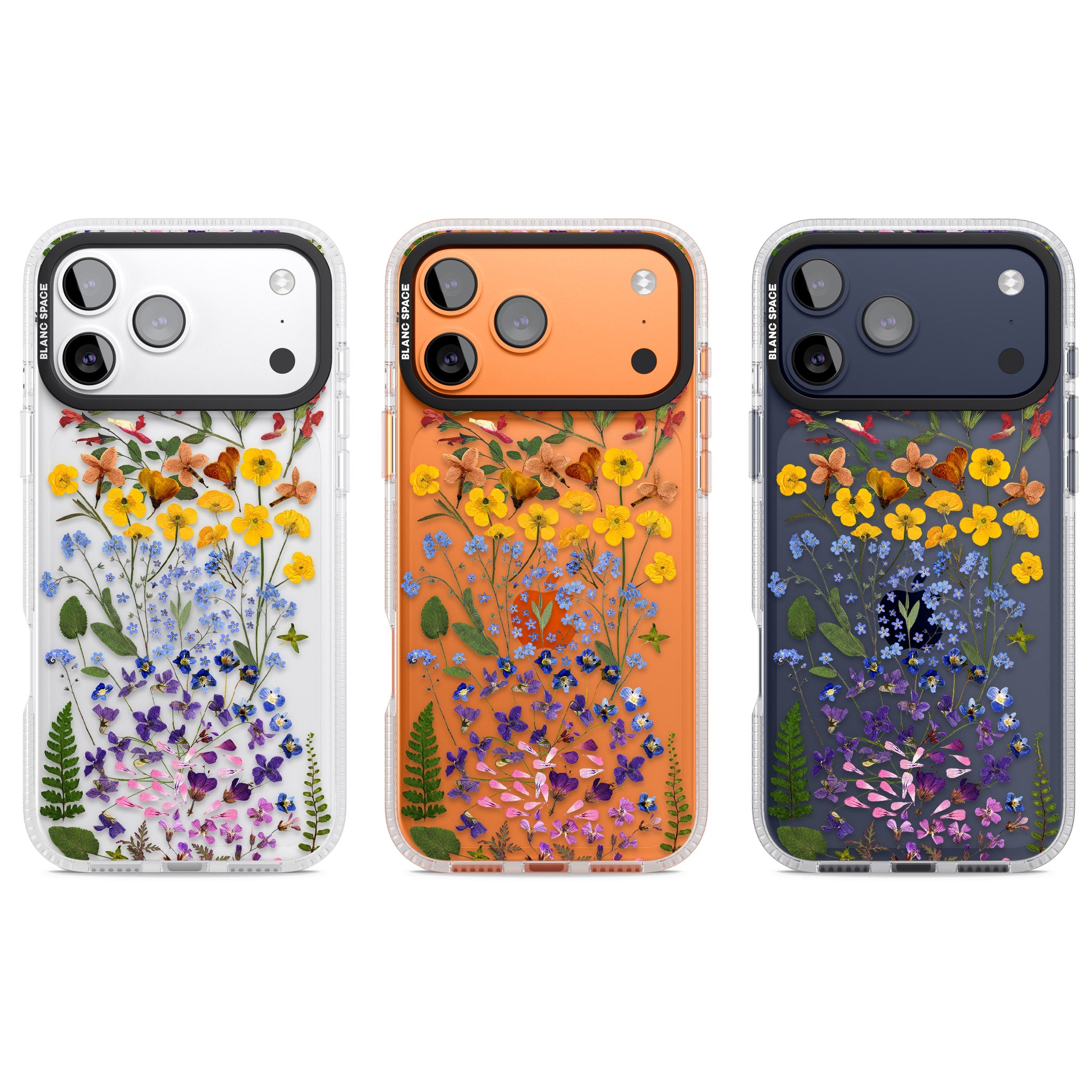 Pressed Wildflower Stripe iPhone 17 Pro Impact Air Clear Phone Case APT Impact Protection
