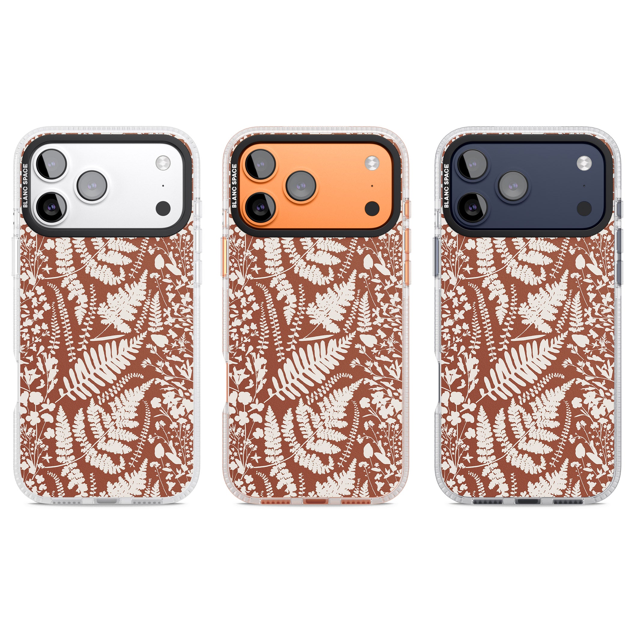 Wildflowers And Ferns On Terracotta iPhone 17 Pro Impact Air Clear Phone Case APT Impact Protection