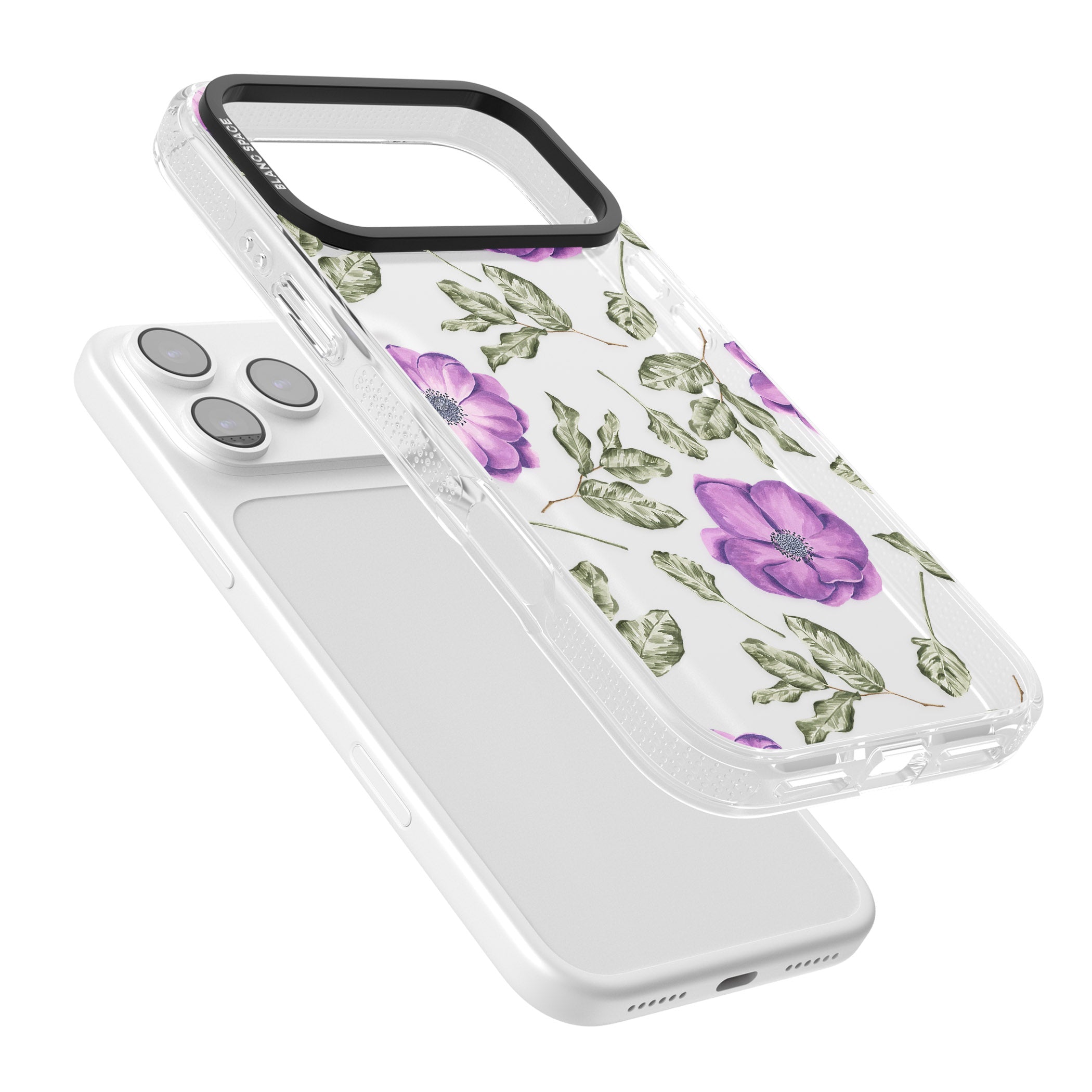 Purple Bloom Floral iPhone 17 Pro Impact Air Clear Phone Case Colours