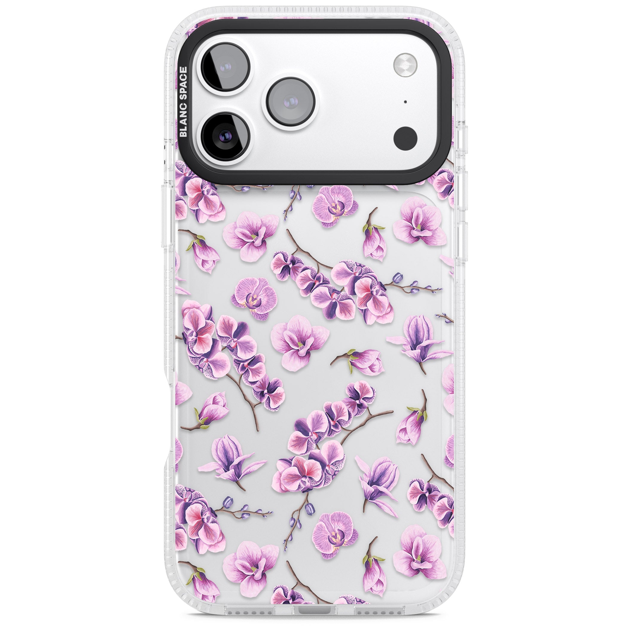 Purple Orchids Floral iPhone 17 Pro Impact Air Clear Phone Case