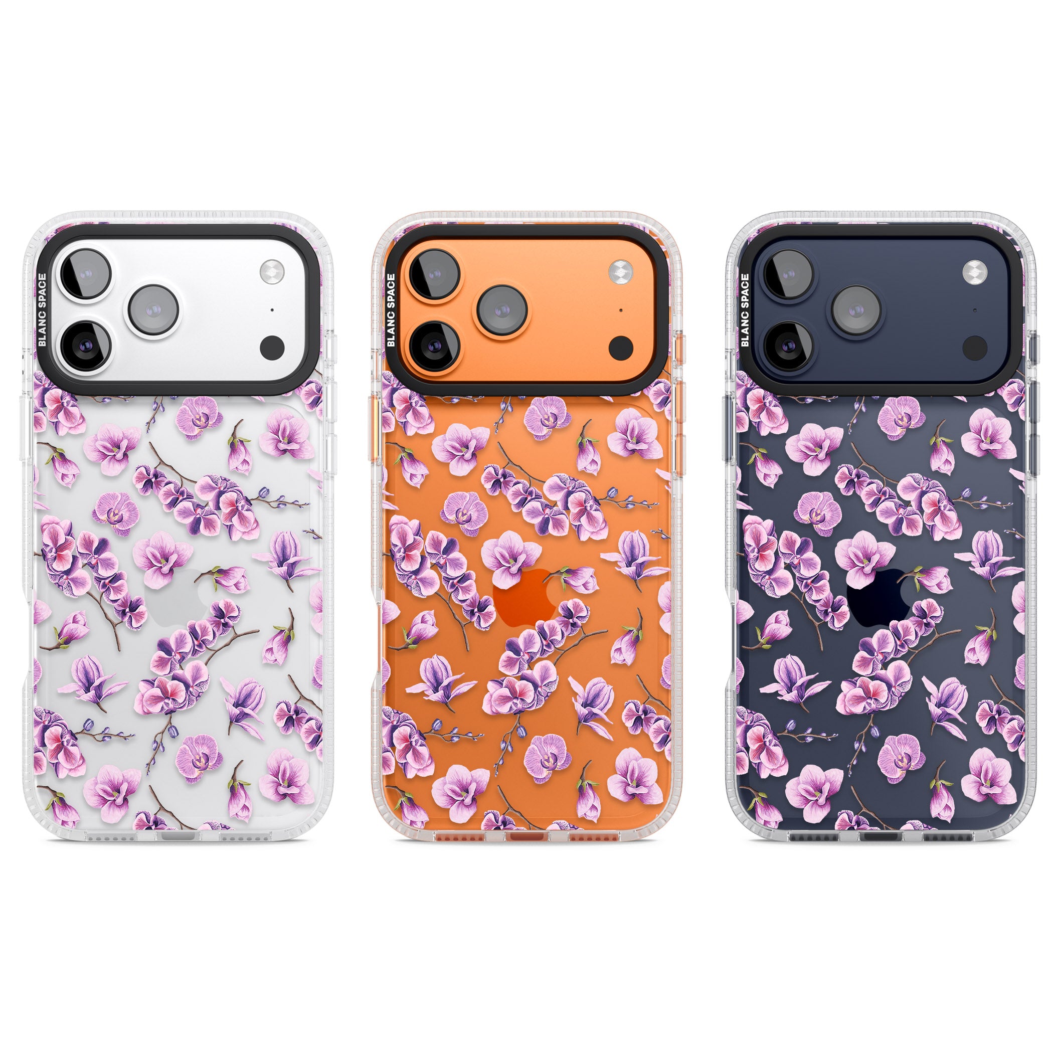 Purple Orchids Floral iPhone 17 Pro Impact Air Clear Phone Case APT Impact Protection