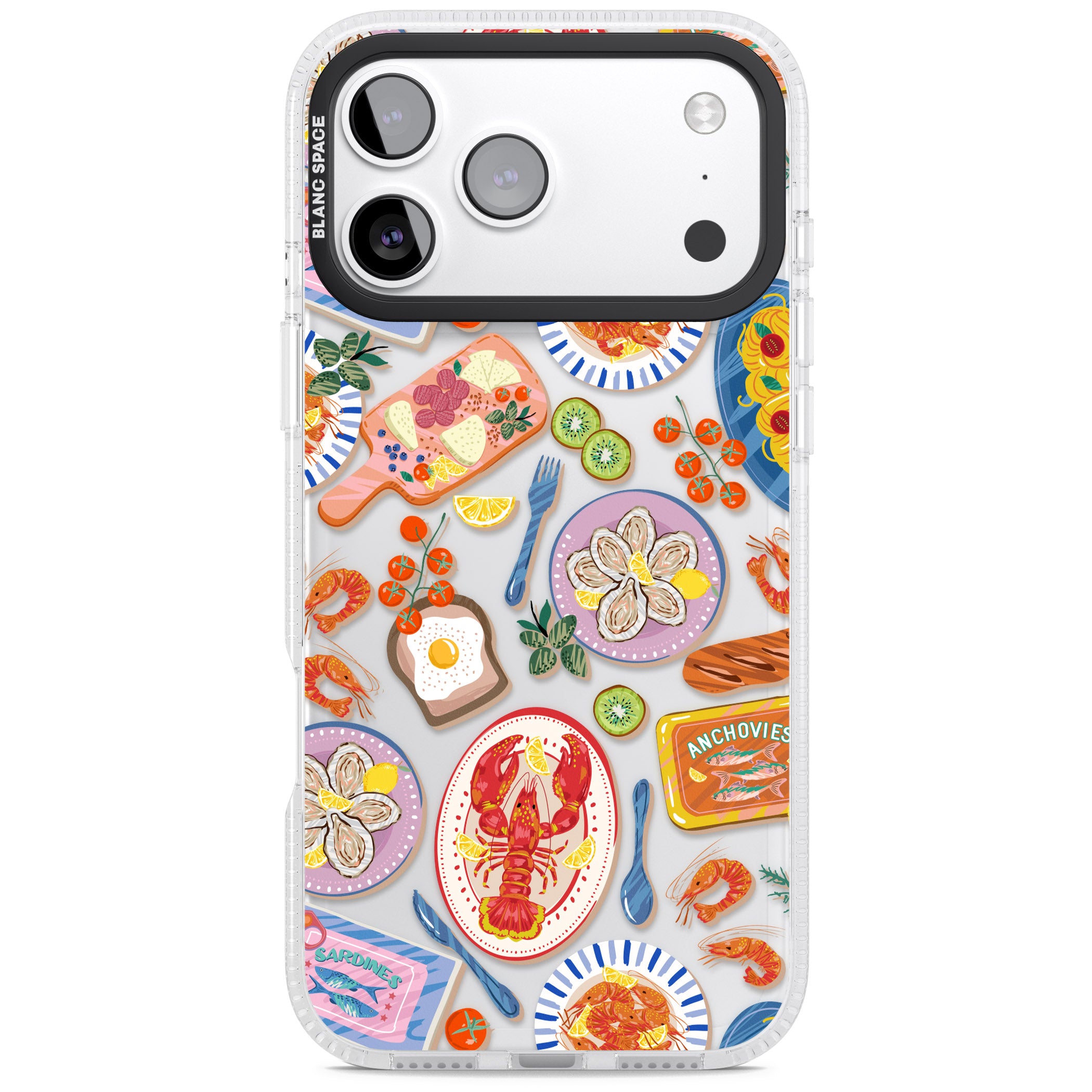 Seafood Pattern iPhone 17 Pro Impact Air Clear Phone Case