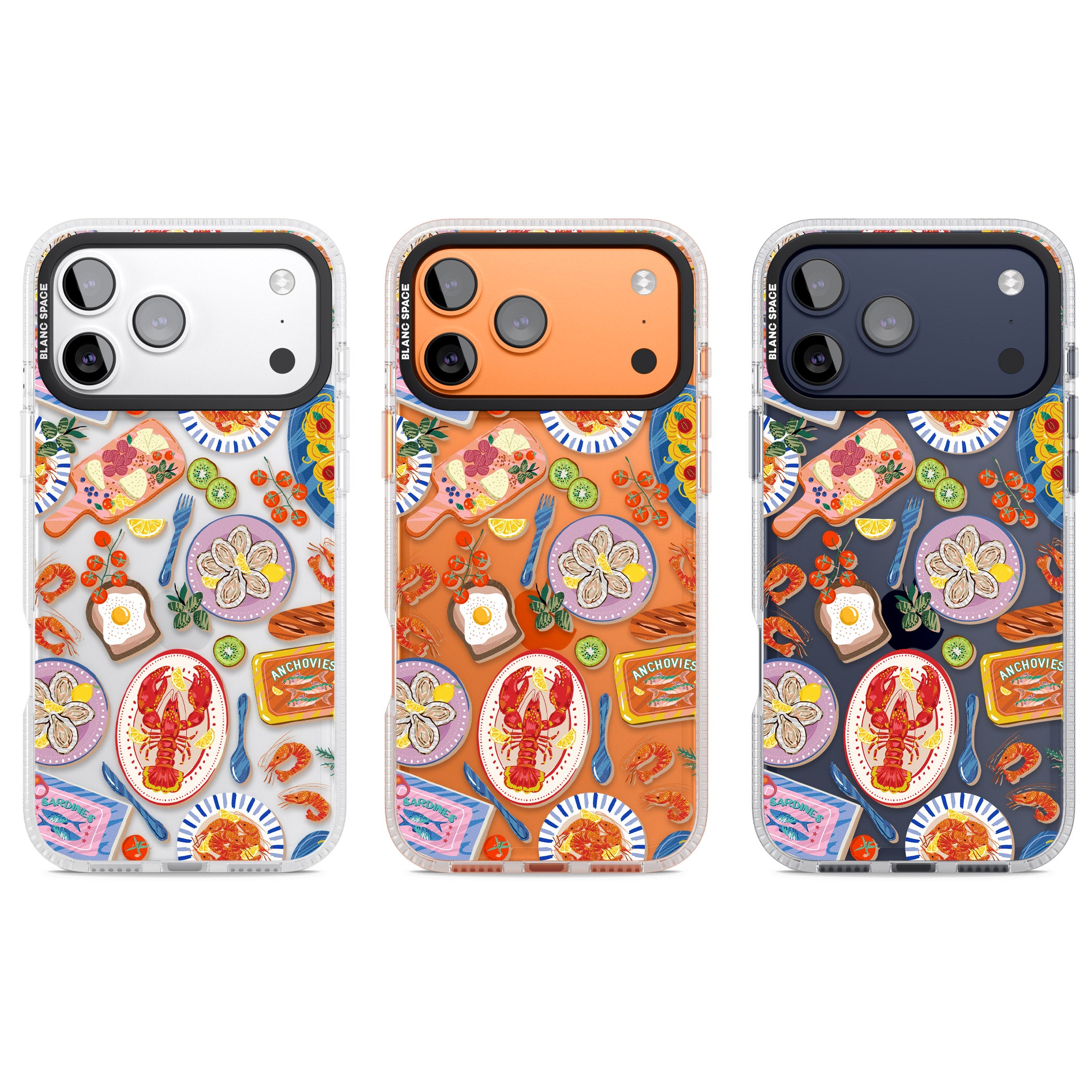 Seafood Pattern iPhone 17 Pro Impact Air Clear Phone Case APT Impact Protection