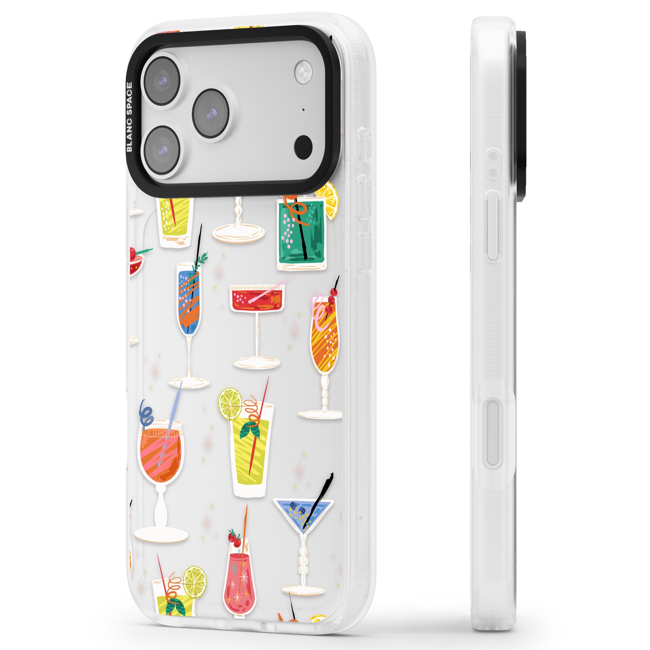 Retro Cocktails iPhone 17 Pro Impact Air Clear Phone Case Side Profile