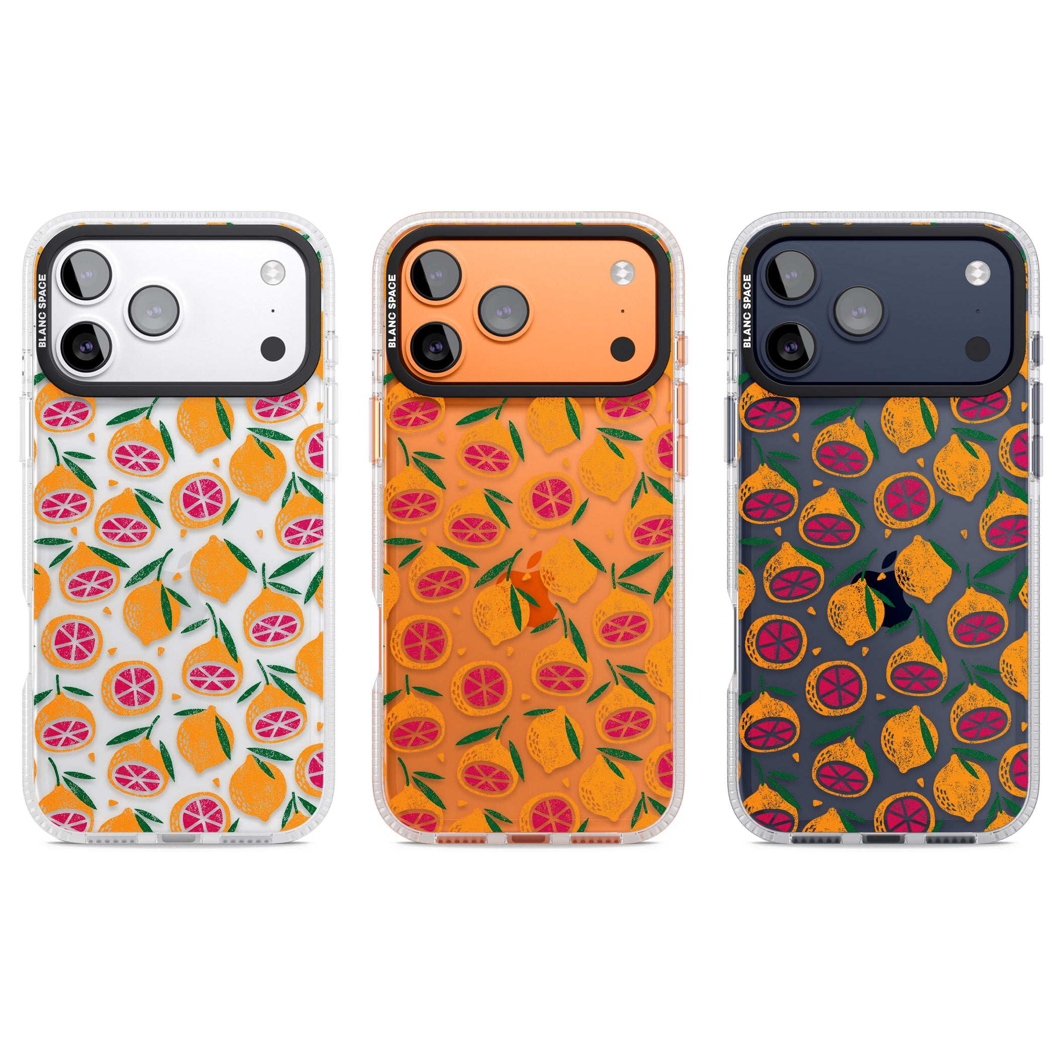 Blood Orange Fruit Pattern Transparent iPhone 17 Pro Impact Air Clear Phone Case APT Impact Protection