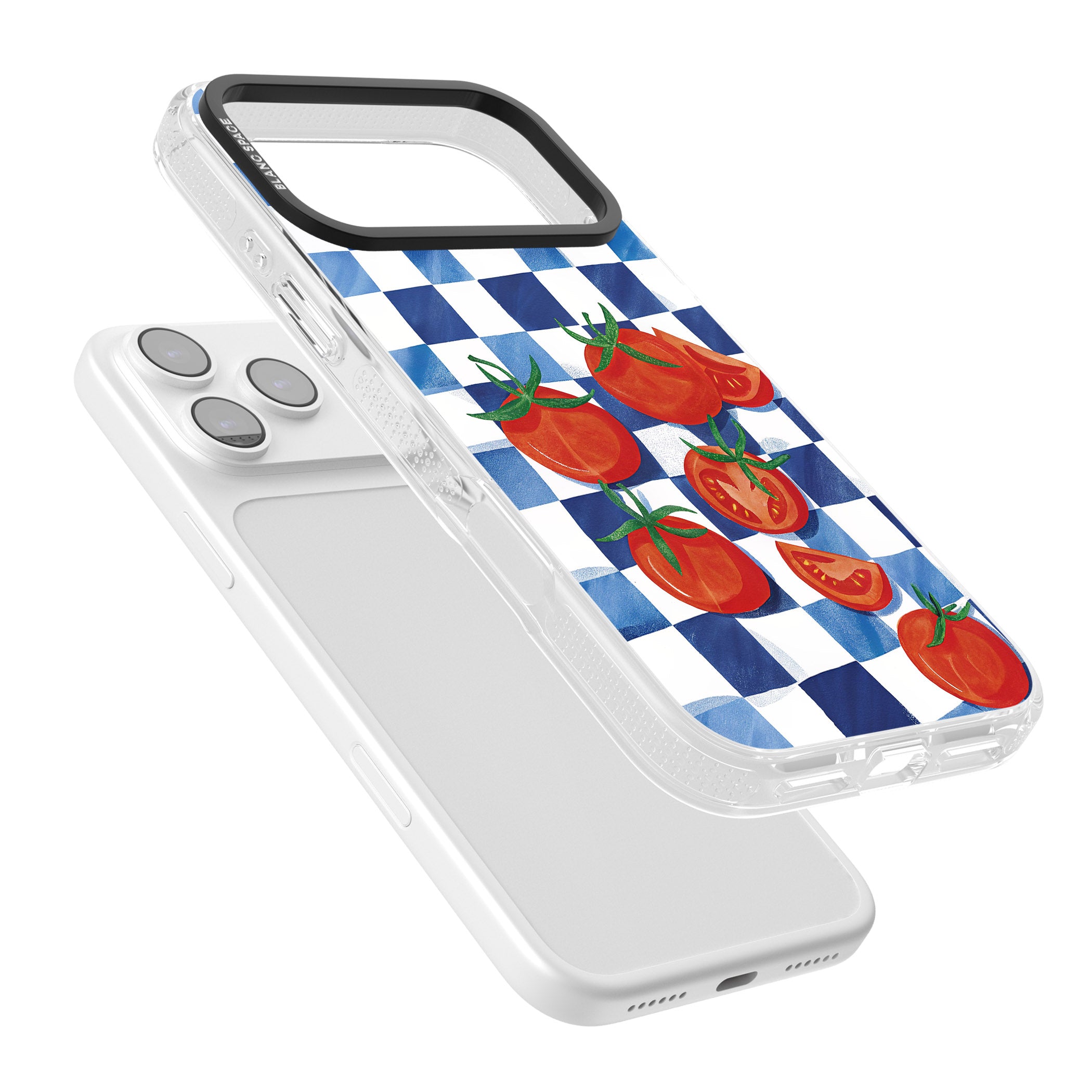 Blue Picnic Blanket & Tomatoes iPhone 17 Pro Impact Air Clear Phone Case Colours