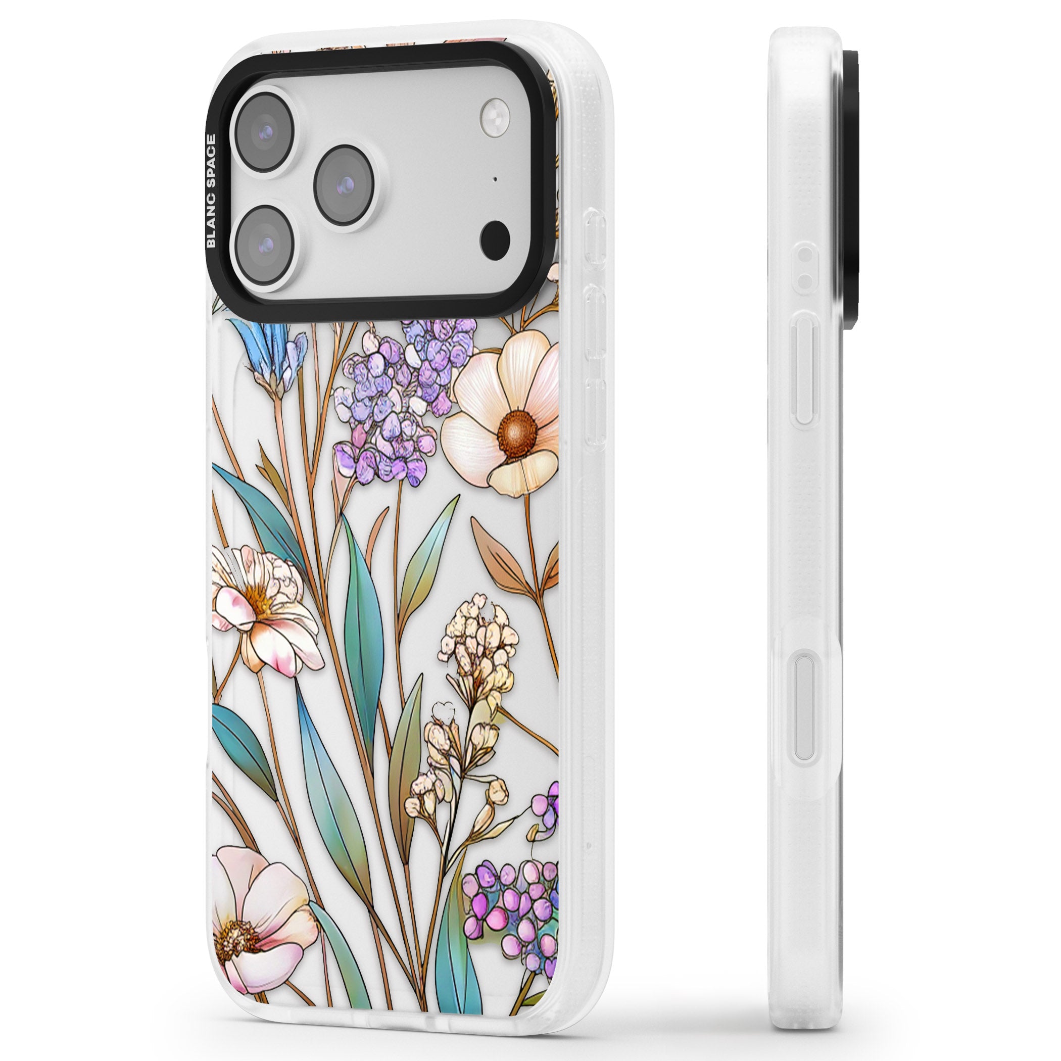 Glass Wildflower Mix iPhone 17 Pro Impact Air Clear Phone Case Side Profile