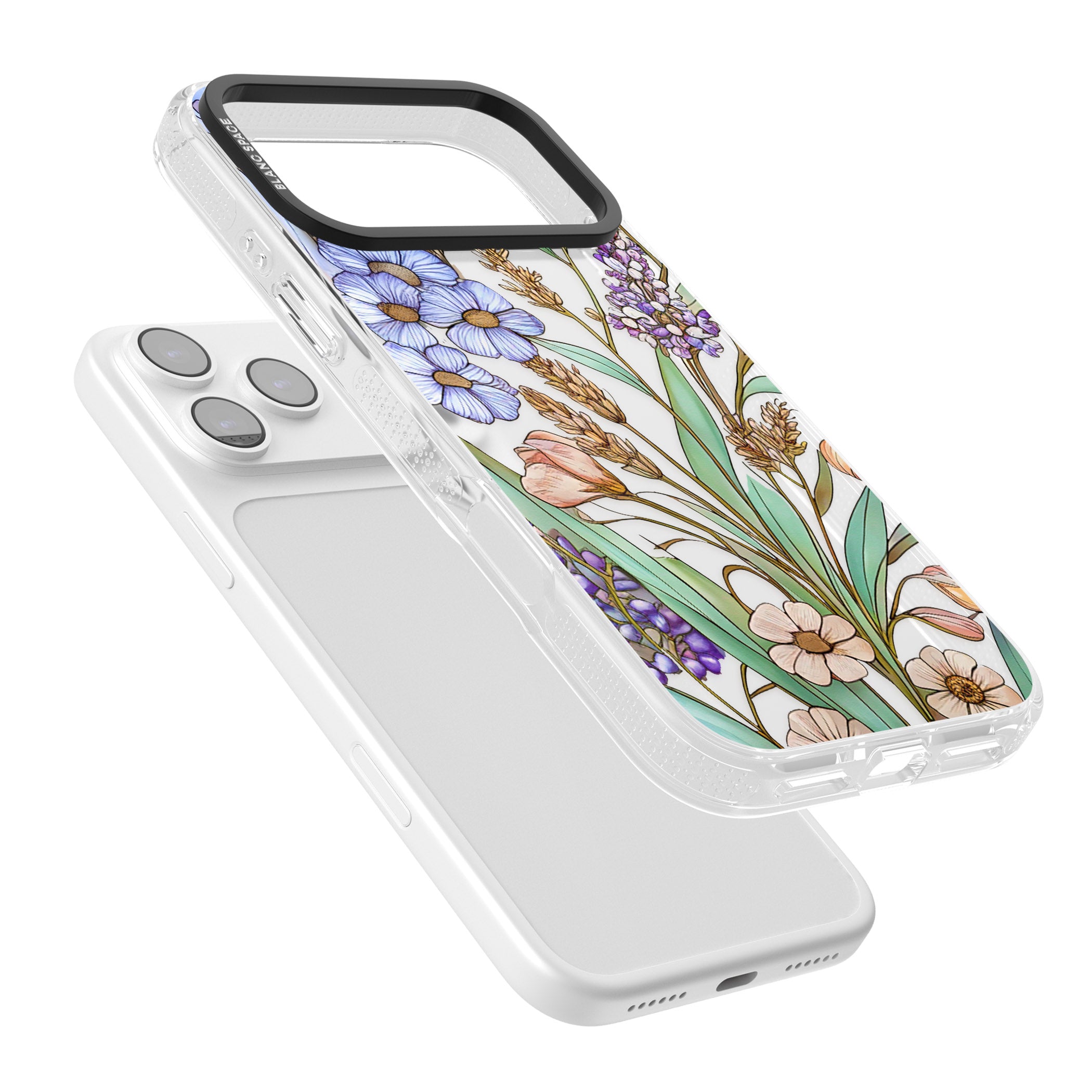 Glass Lavenders & Daisies iPhone 17 Pro Impact Air Clear Phone Case Colours
