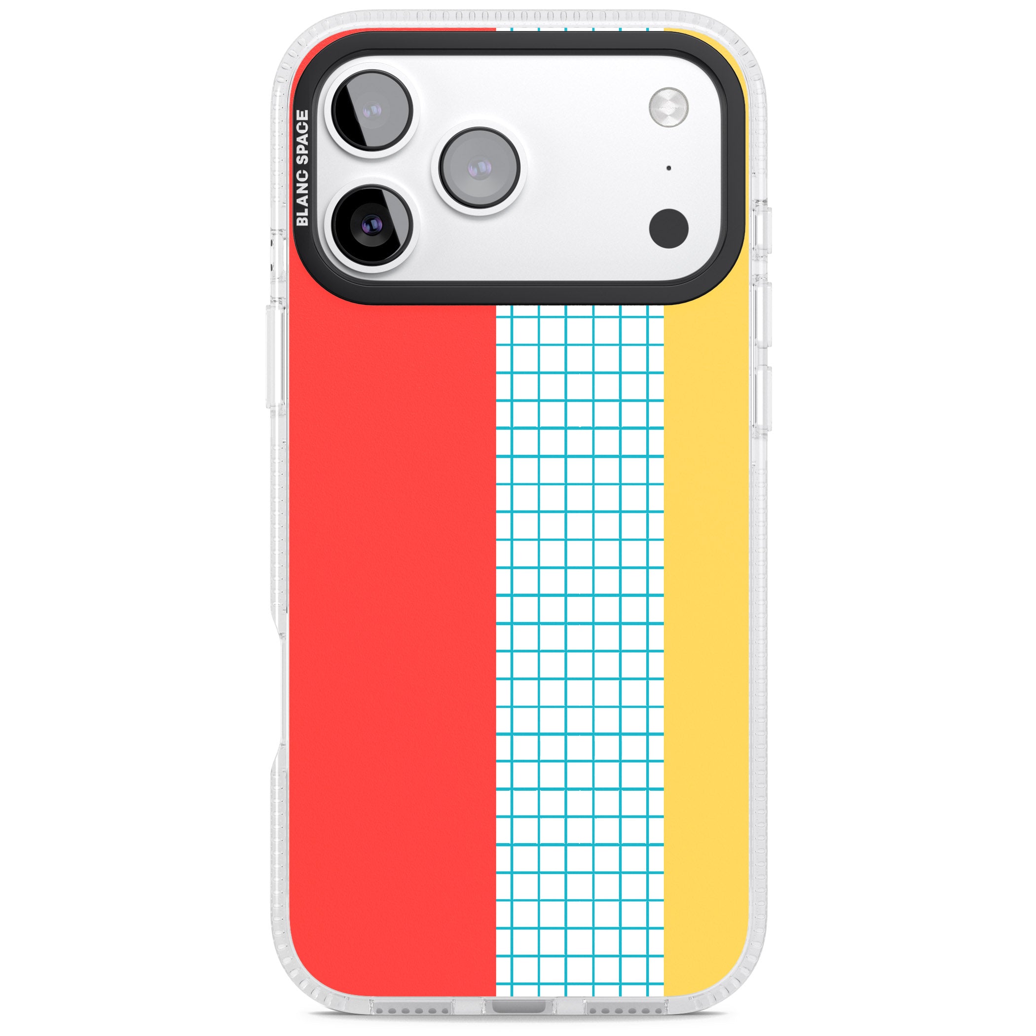Abstract Grid Red, Blue, Yellow iPhone 17 Pro Impact Air Clear Phone Case